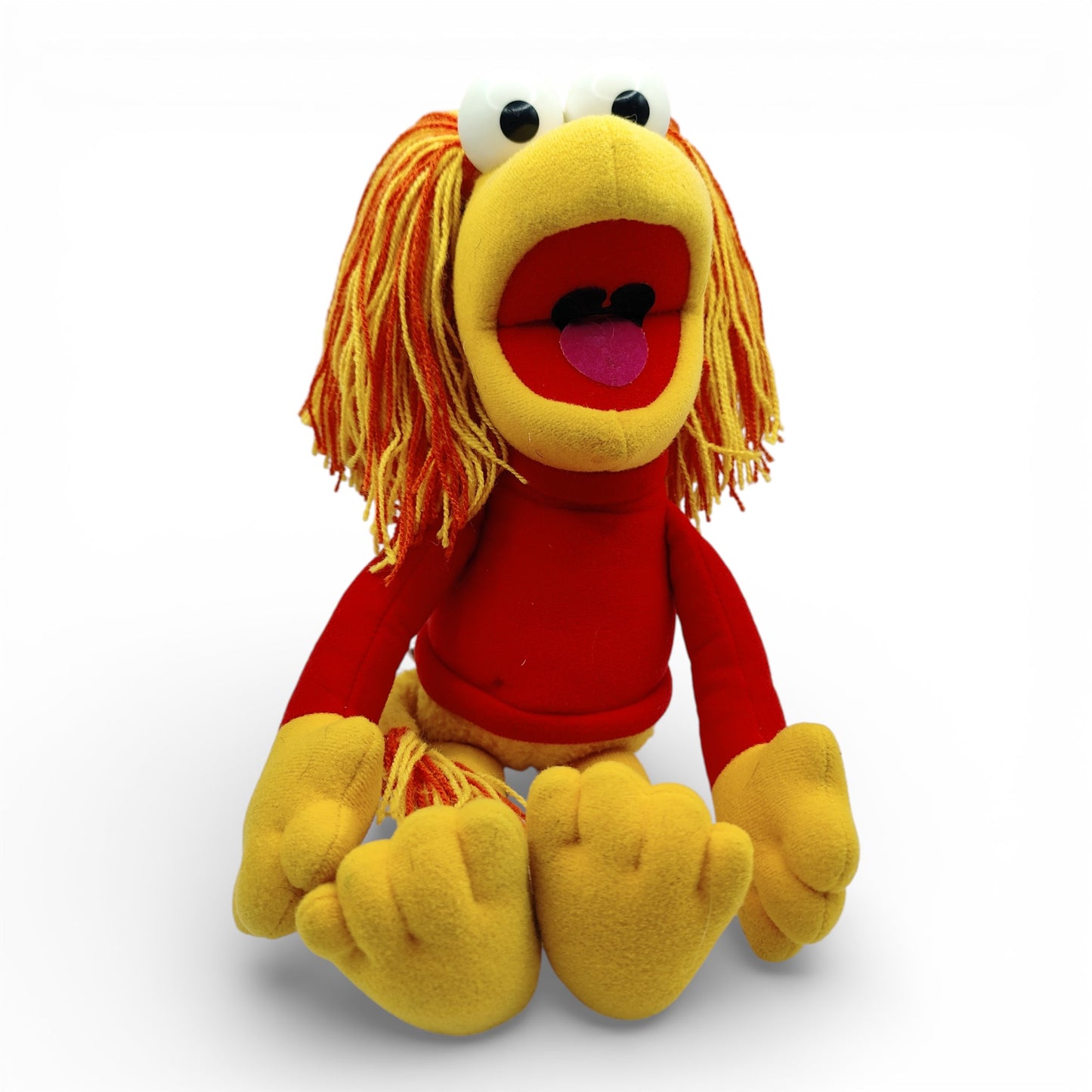 Vintage 1980s plush. Red. 16" Plush. Front view.