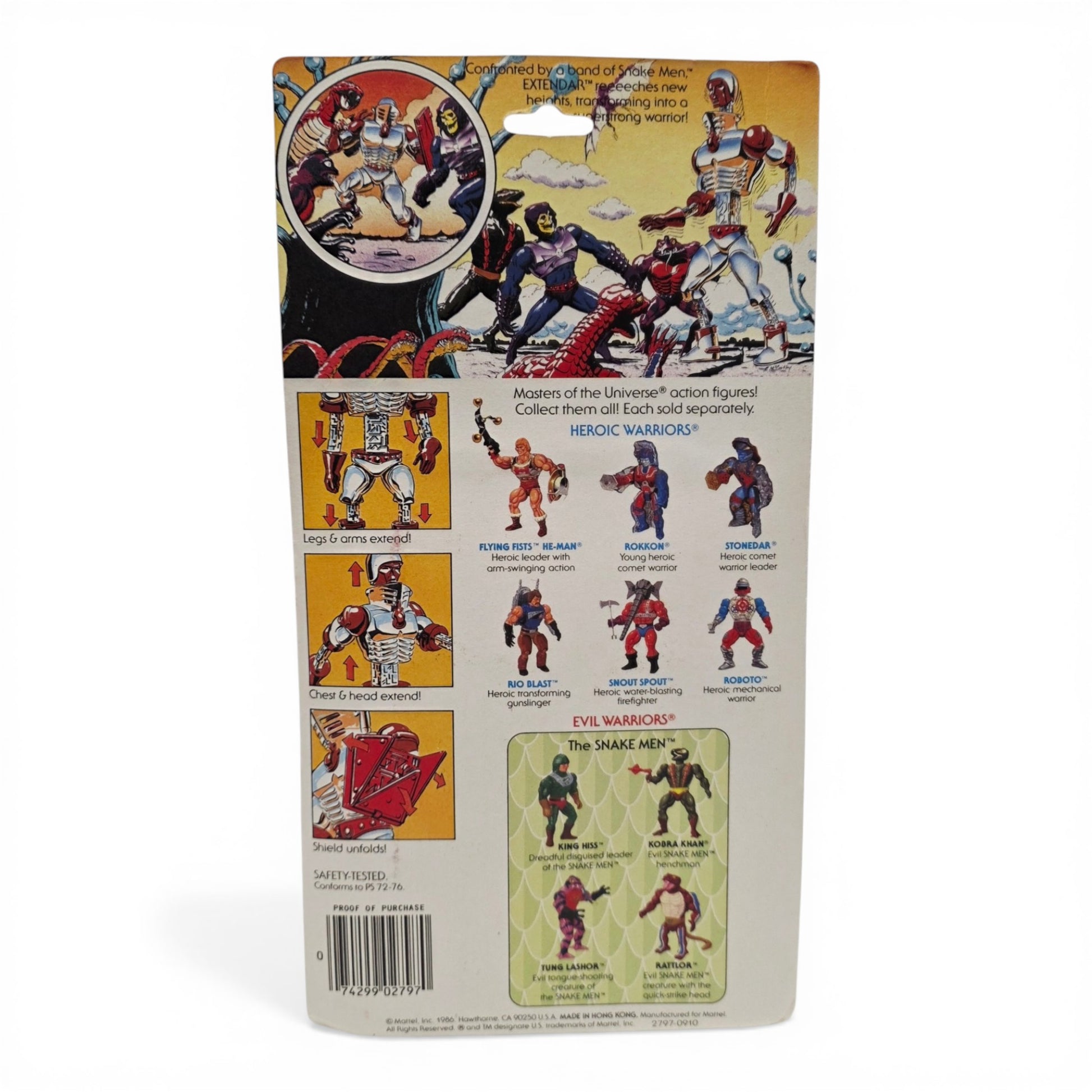 1986 Masters of the Universe Extendar action figure — Back view