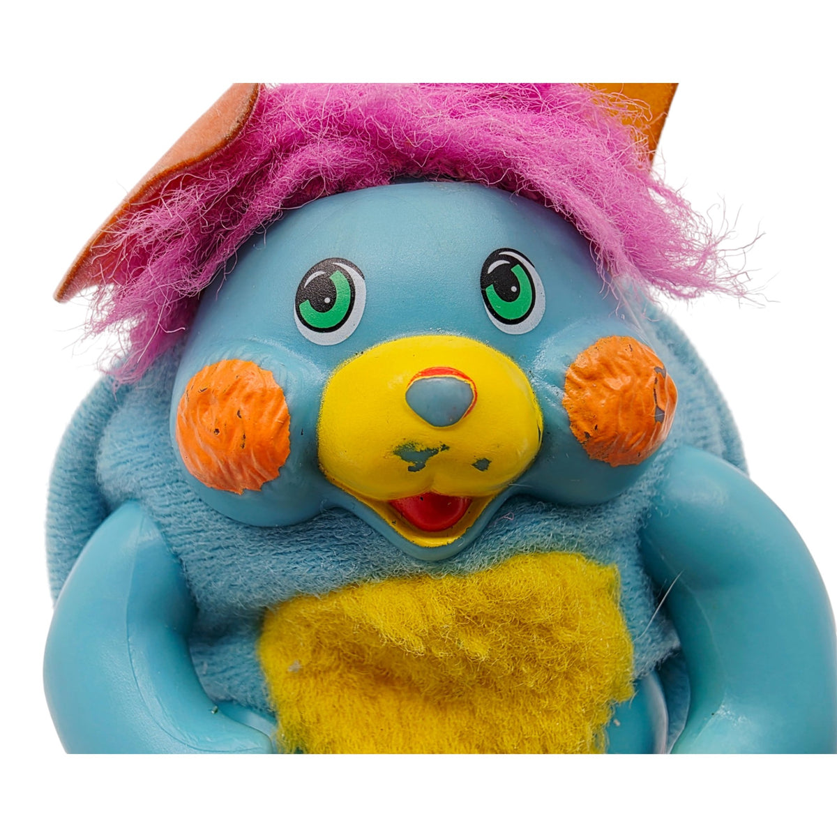 1986 Popples Party Pocket Popple (Teal & Magenta) Face view