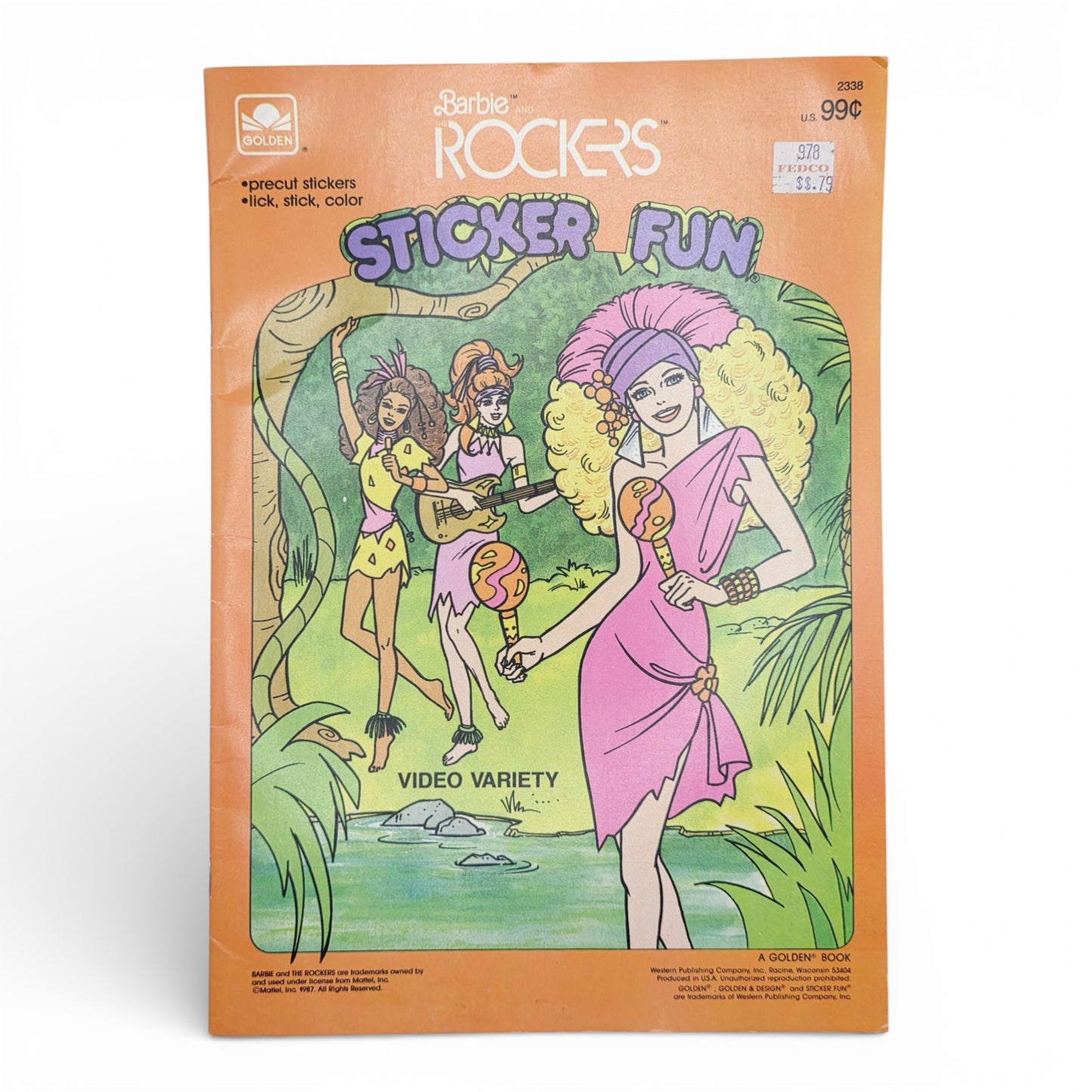 1987 Barbie Sticker Fun Video Variety activity book — Front view