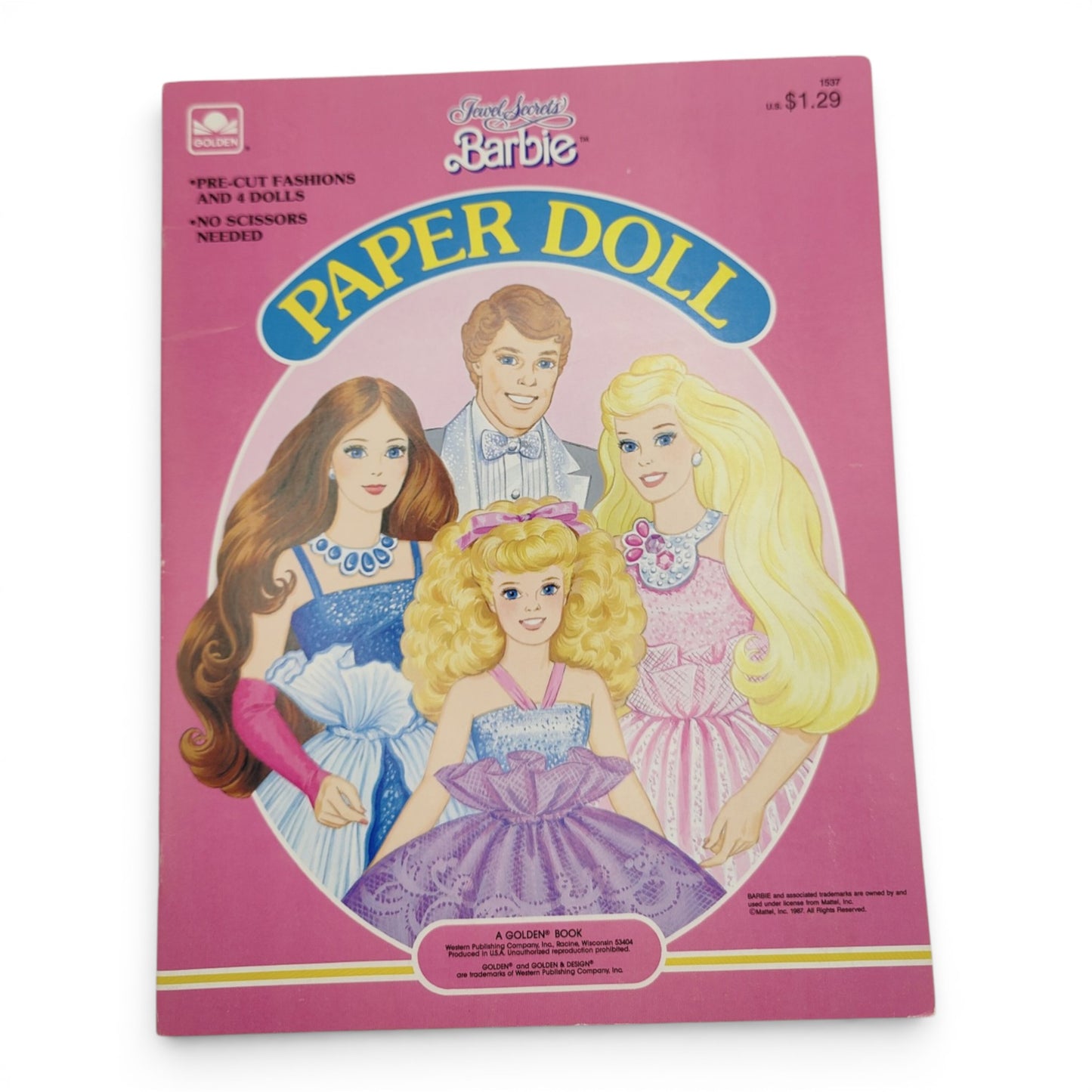 Vintage 1980s paper doll book. Vintage Paper Doll Book. Jewel Secrets. Front view.