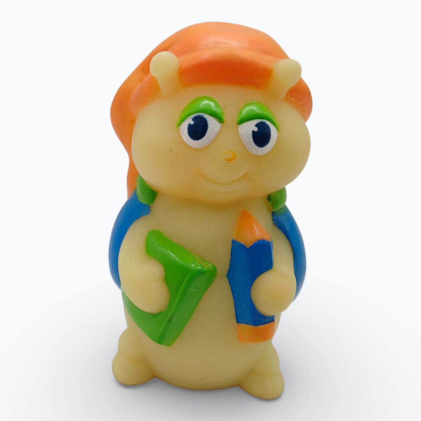 Vintage 1980s mini pvc figure. Glo Bookbug. 3". Front view.