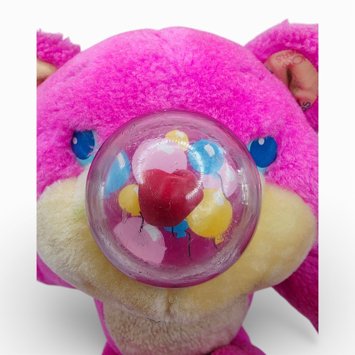 Vintage 1980s plush. Funsy. Ballon Nose! 11" & Working. Close up 2 view.
