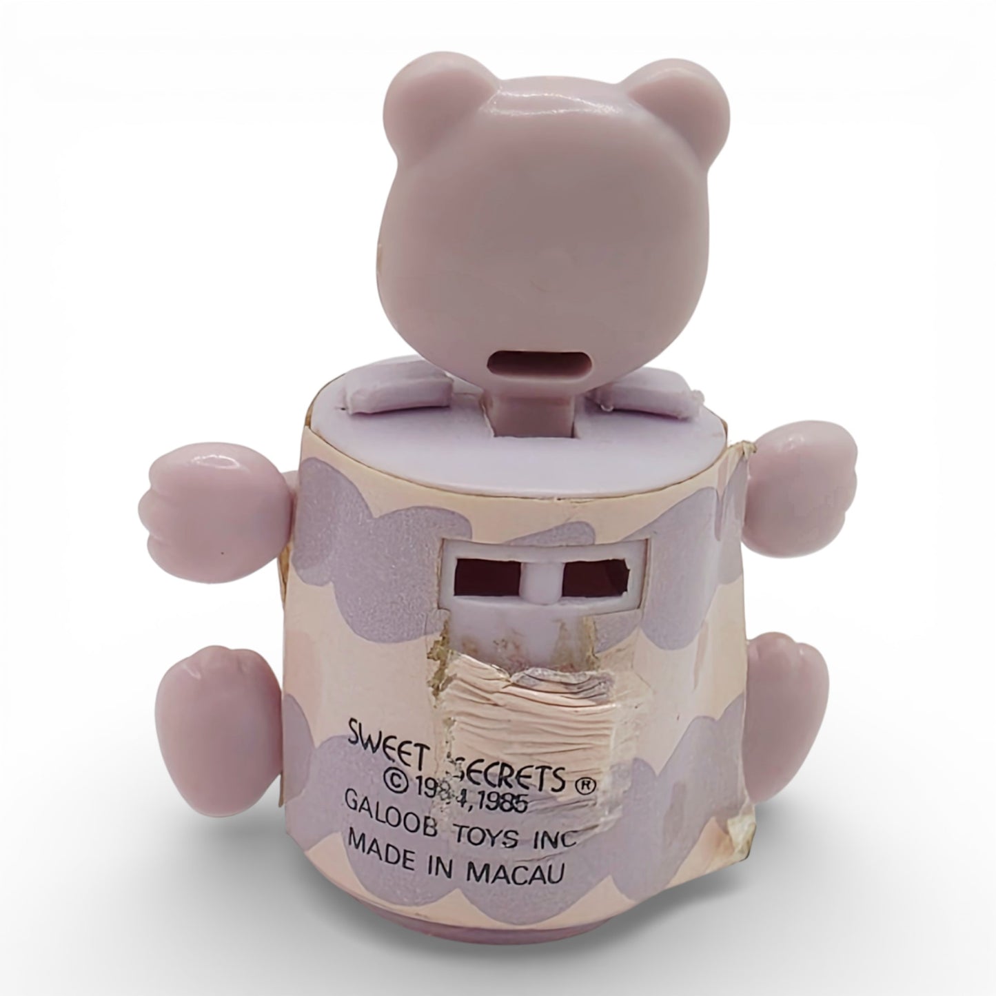 Vintage 1980s small toy. Series 3. Bear. Originally Grape Lipstick Charm!. Back view.