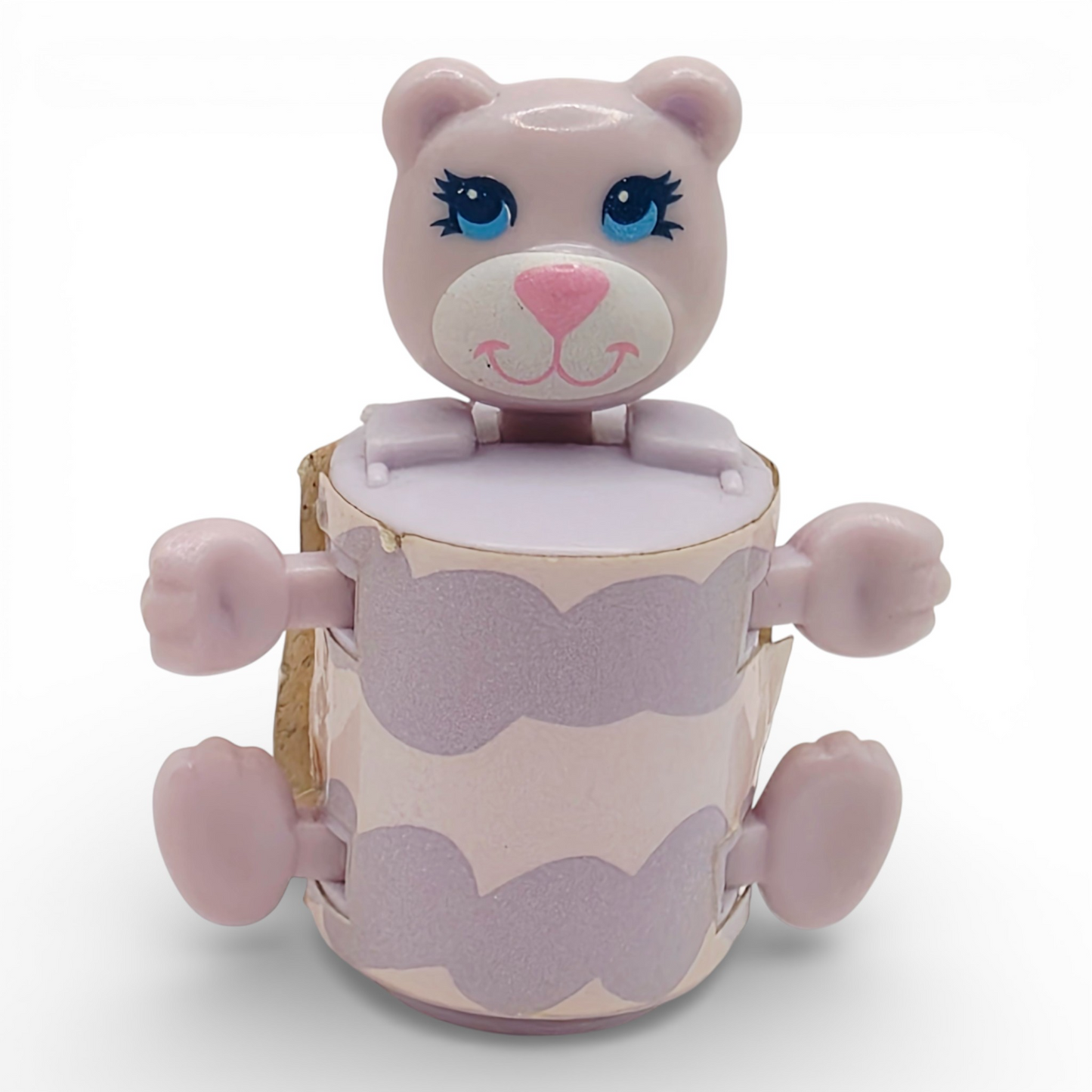 Vintage 1980s small toy. Series 3. Bear. Originally Grape Lipstick Charm!. Front view.