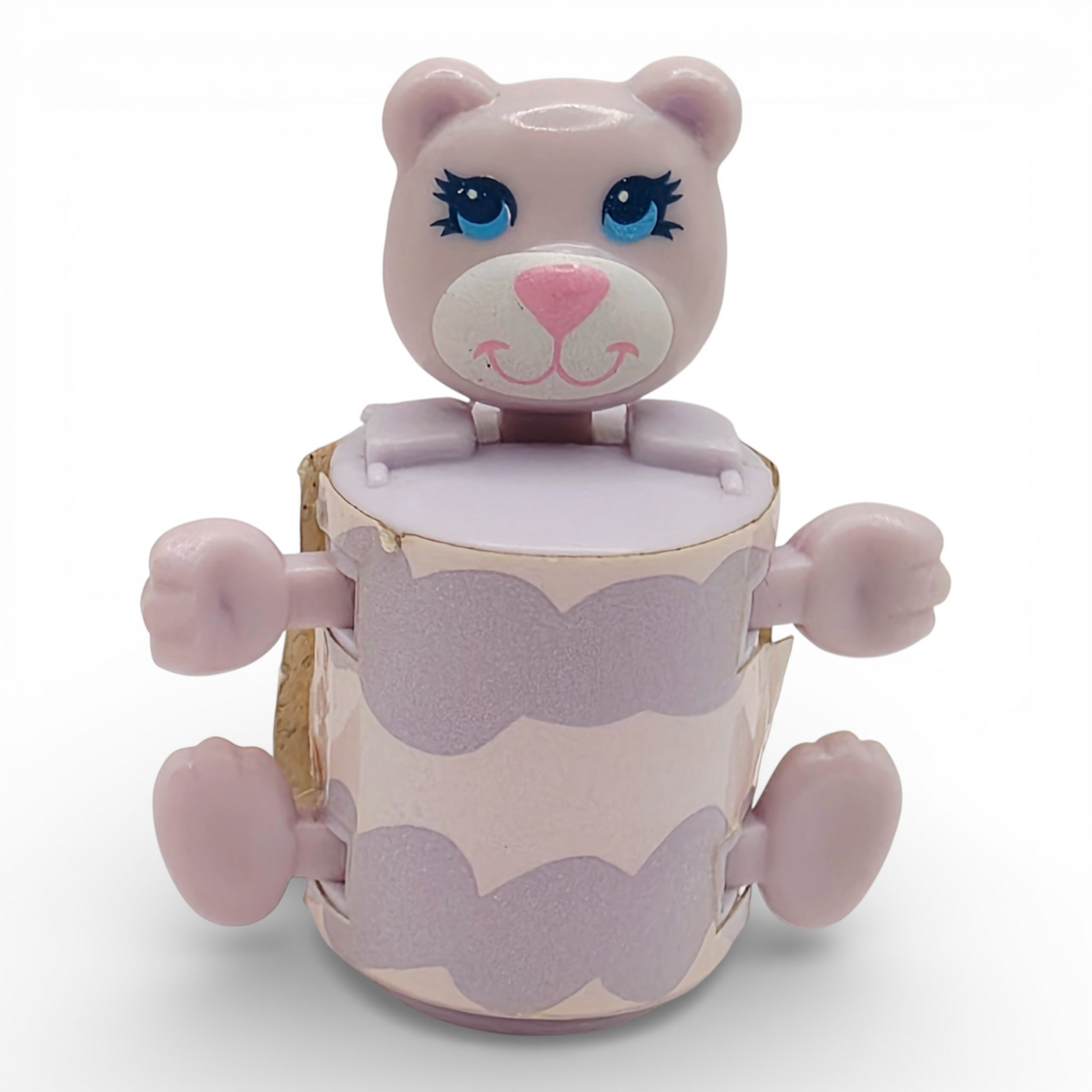 Vintage 1980s small toy. Series 3. Bear. Originally Grape Lipstick Charm!. Front view.
