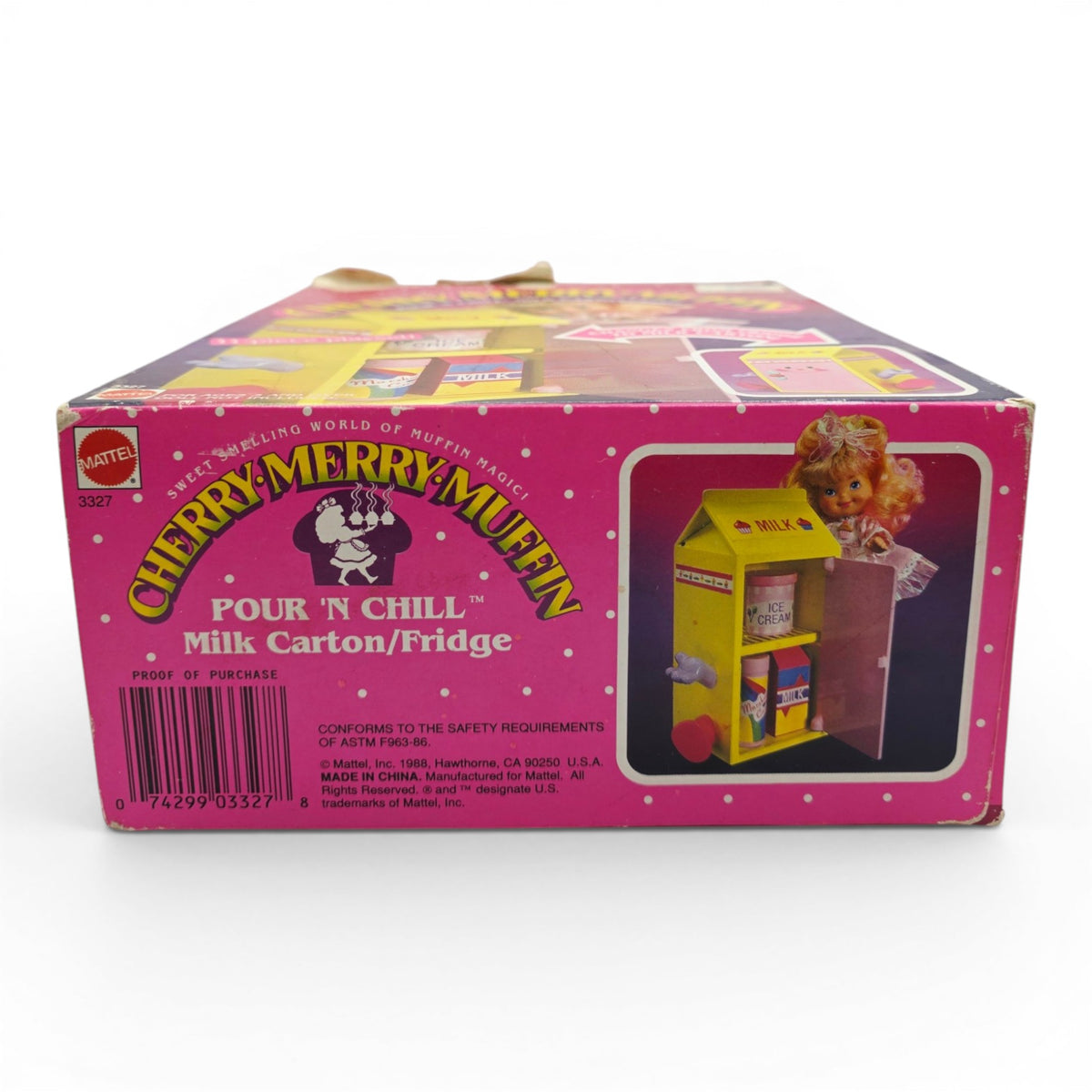 1988 Cherry Merry Muffin First Series Pour n Chill Fridge and Milk Carton Playset Top view