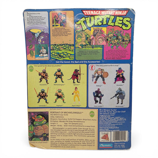 1988 Teenage Mutant Ninja Turtles Heroes in a Half Shell Michelangelo action figure — Back view
