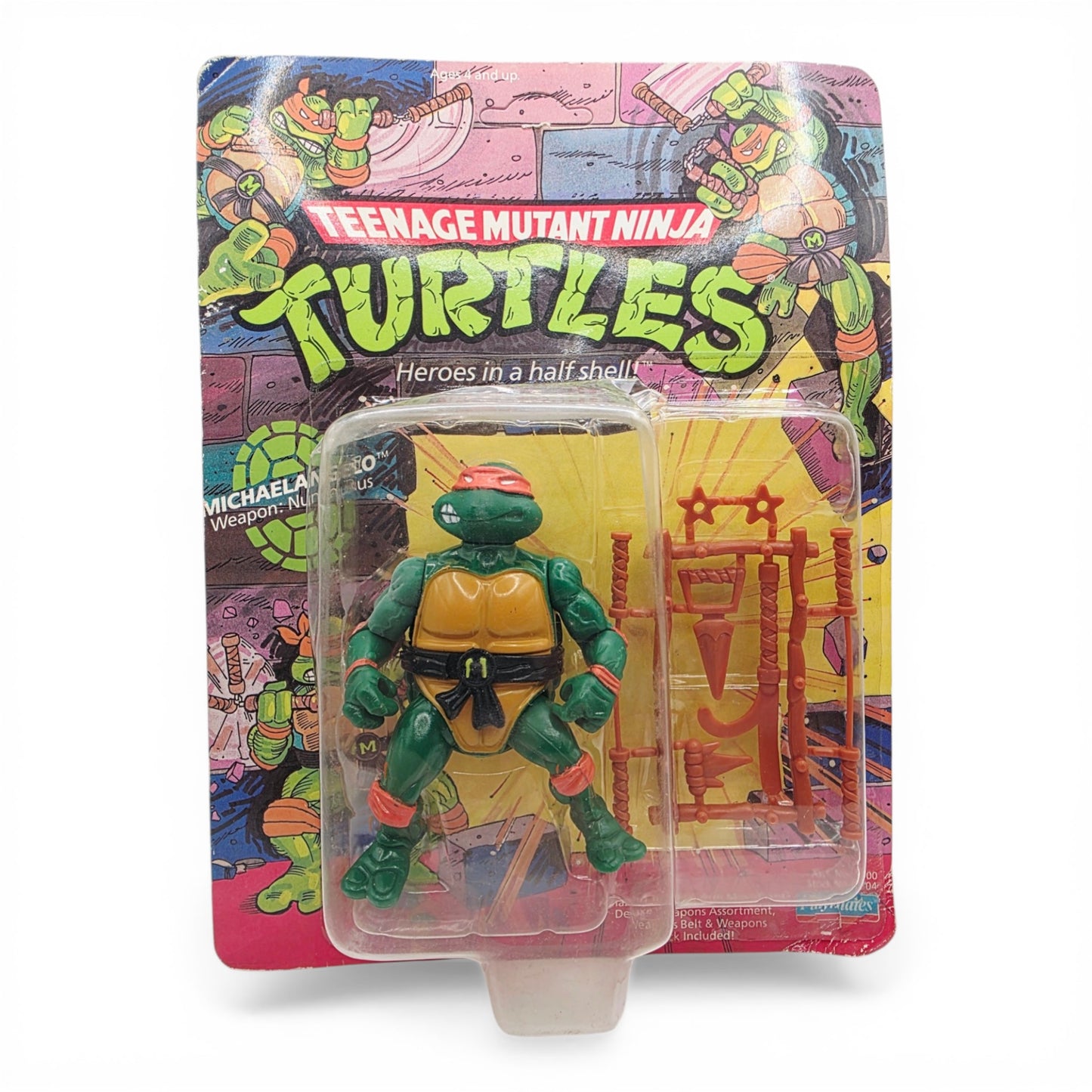 1988 Teenage Mutant Ninja Turtles Heroes in a Half Shell Michelangelo action figure — Front view
