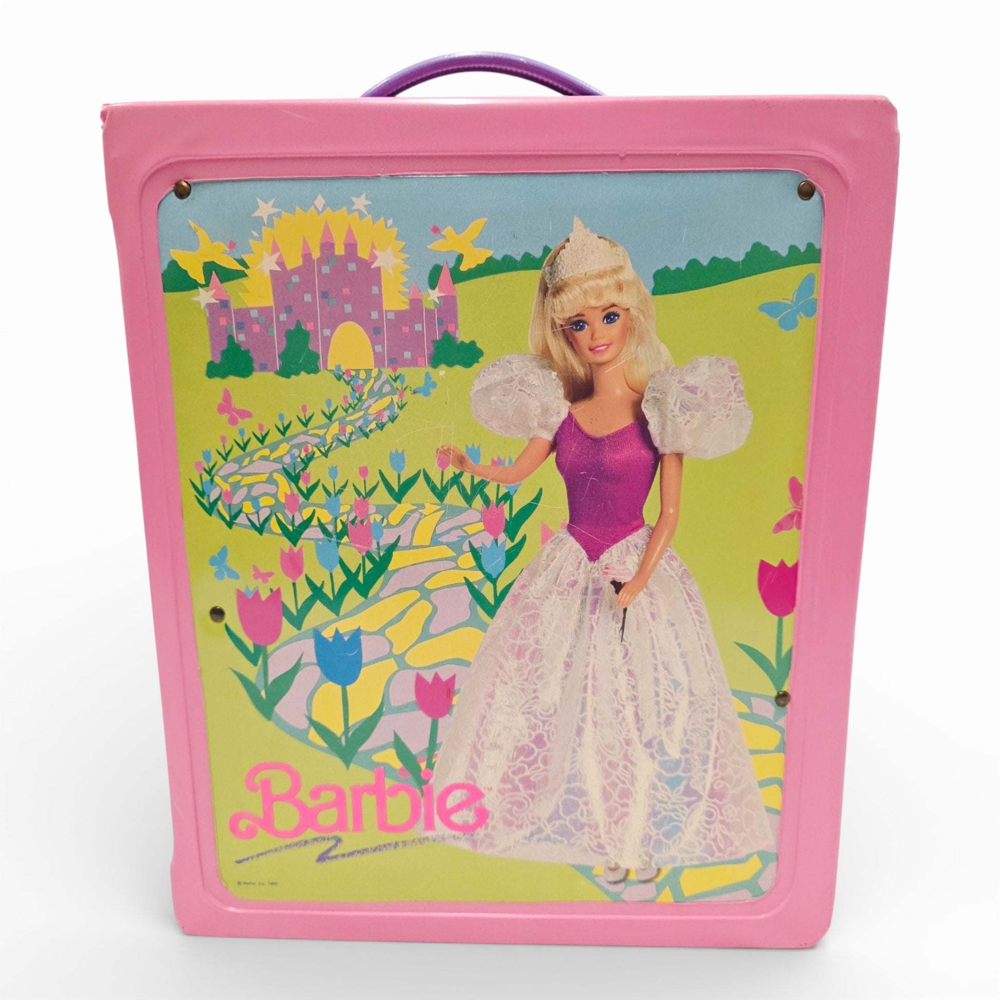 Vintage 1980s doll accessory. Fashion Doll Case. Fairytale Princess! 32 x 26.5cm. Front view.