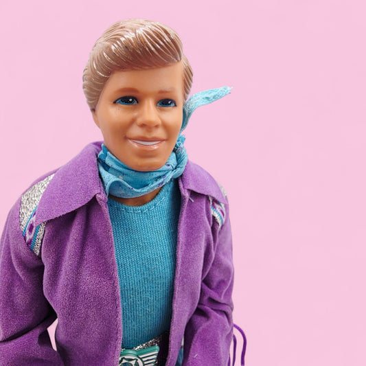 Vintage 1980s doll. Western Fun. Ken. Face view.
