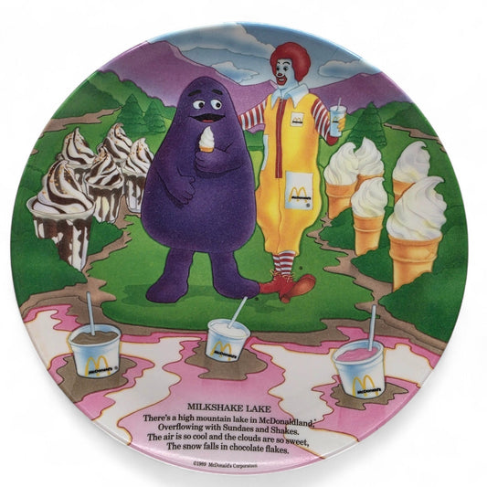 Vintage 1980s partyware. Birthday Party Plate. Grimace. Front view.