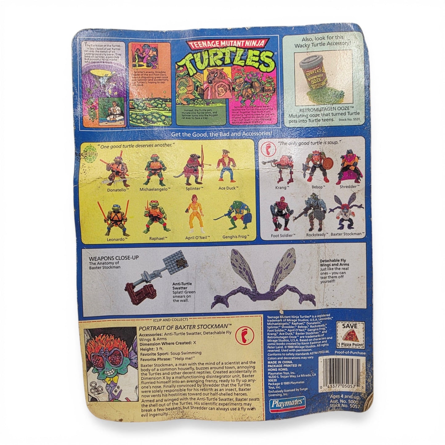 1989 Teenage Mutant Ninja Turtles Baxter Stockman action figure — Back view