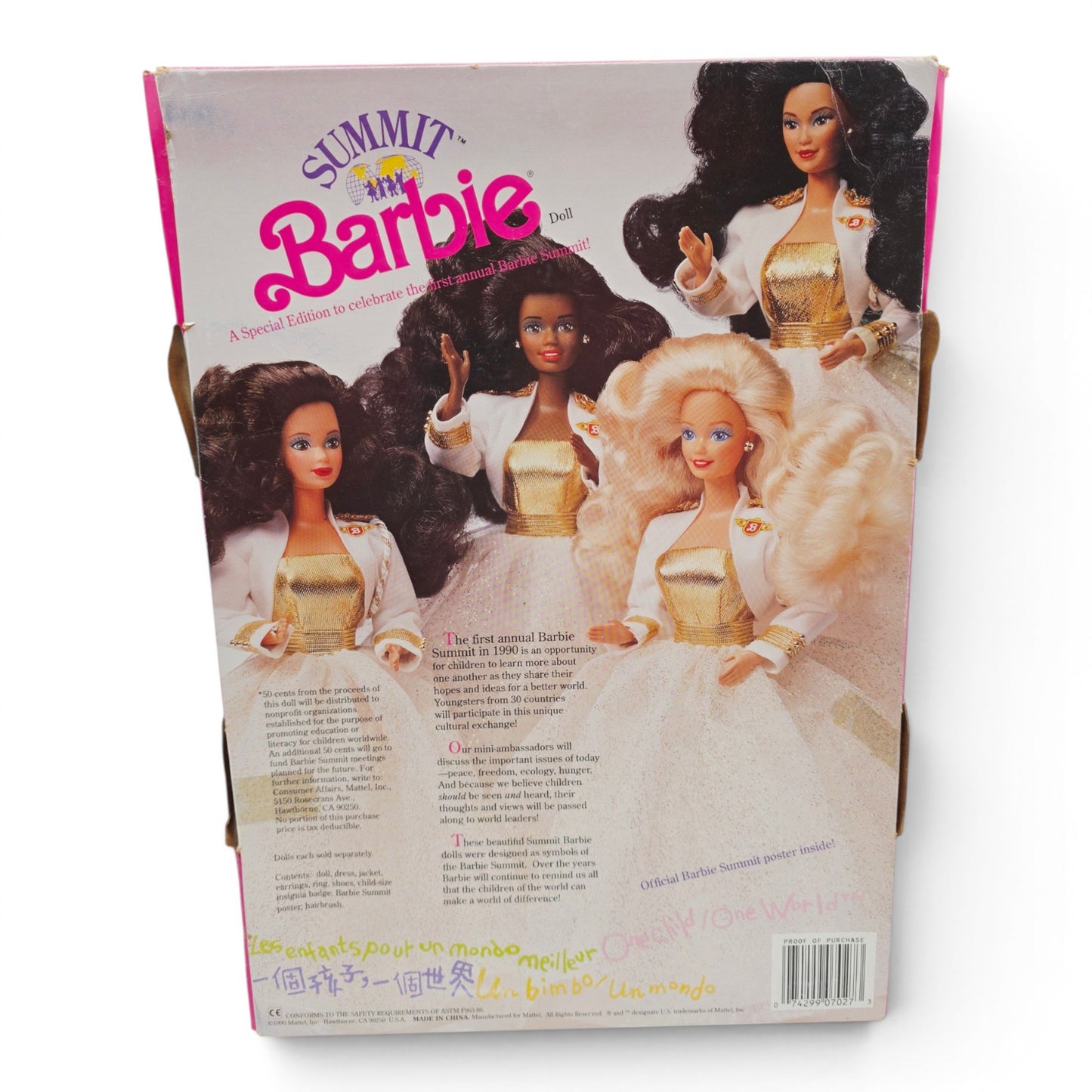 1990 Barbie Summit Special Edition Blonde doll — Back view