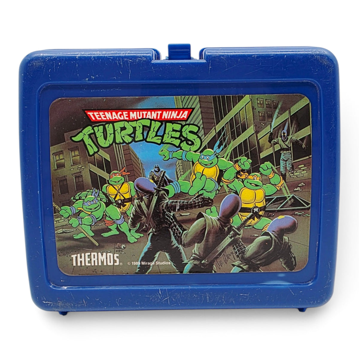 1990 Teenage Mutant Ninja Turtles Lunchbox and Thermos Close-up 1 view
