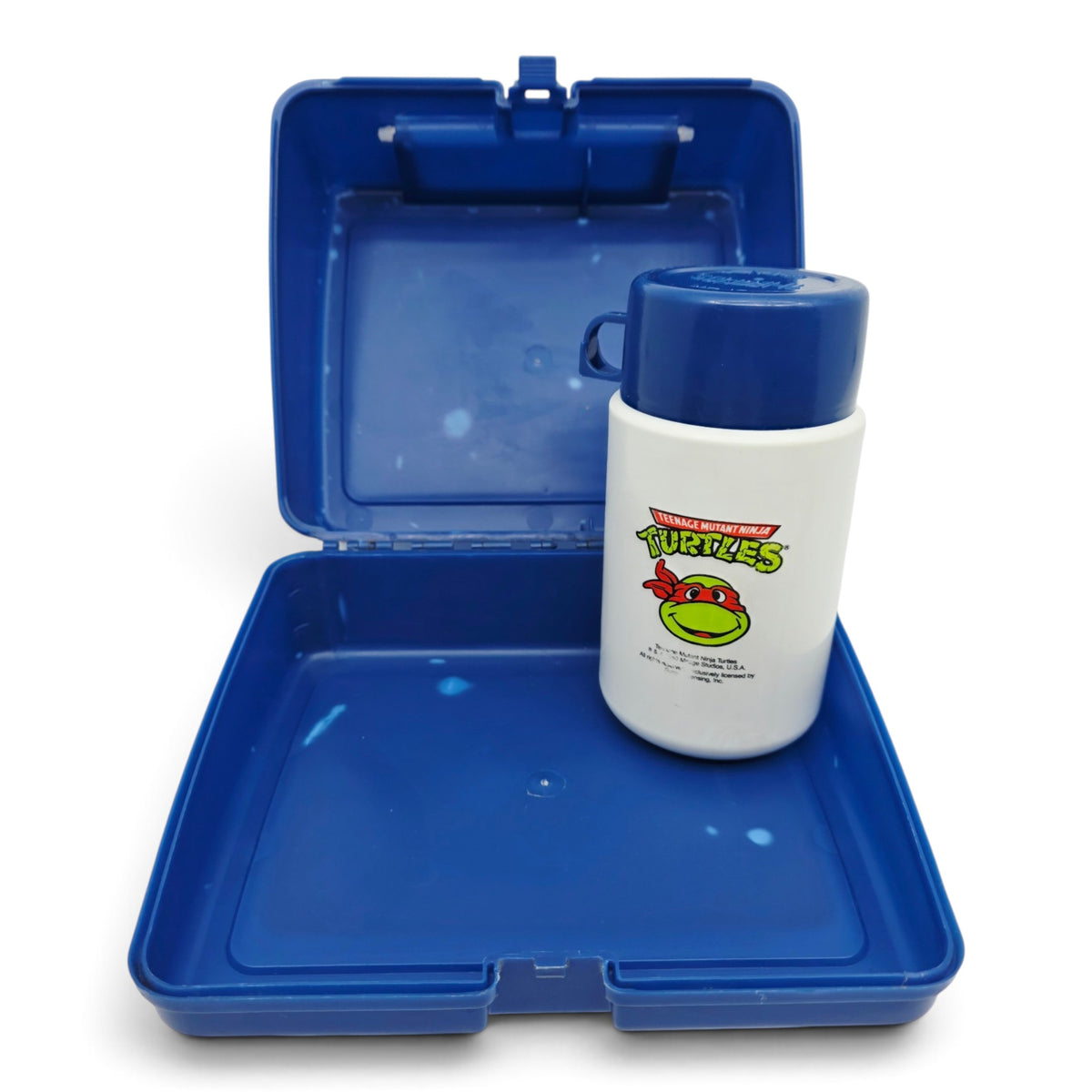 1990 Teenage Mutant Ninja Turtles Lunchbox and Thermos Close-up 2 view