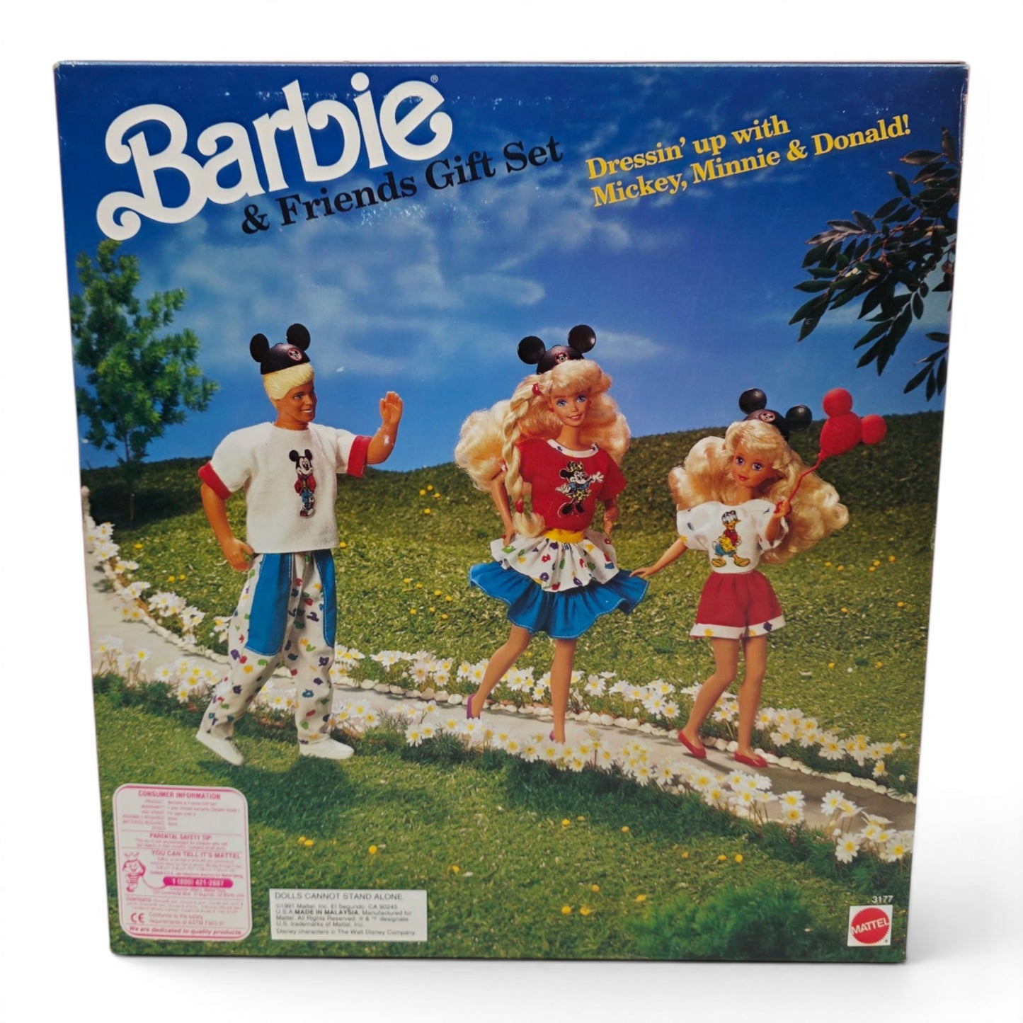 1991 Barbie Barbie and Friends Disney Gift Set Barbie, Ken, Skipper doll giftset — Back view