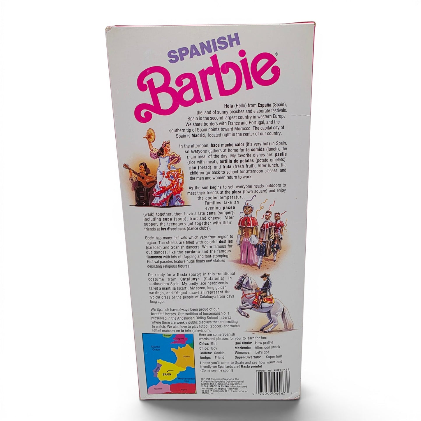 1991 Barbie Dolls of the World - Second Edition Spanish doll — Back view