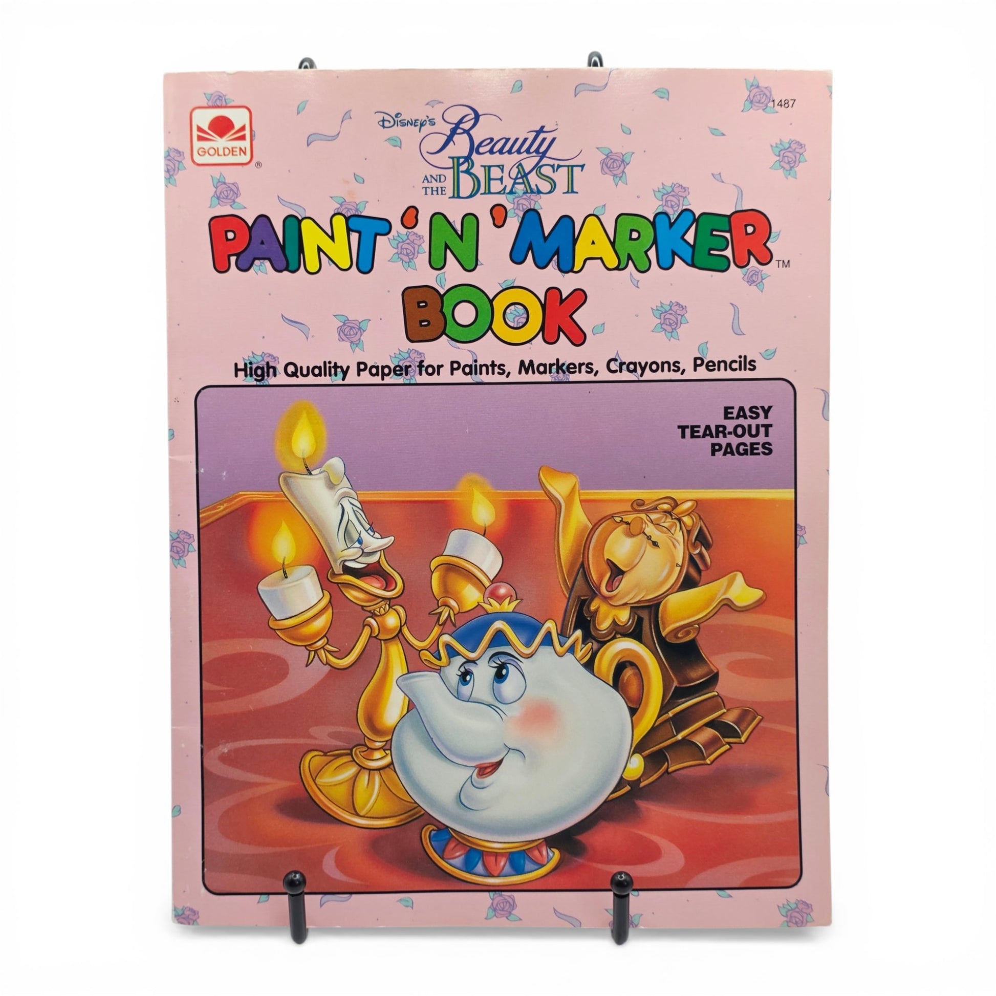 1991 Beauty and the Beast Paint N Marker Book activity book — Front view