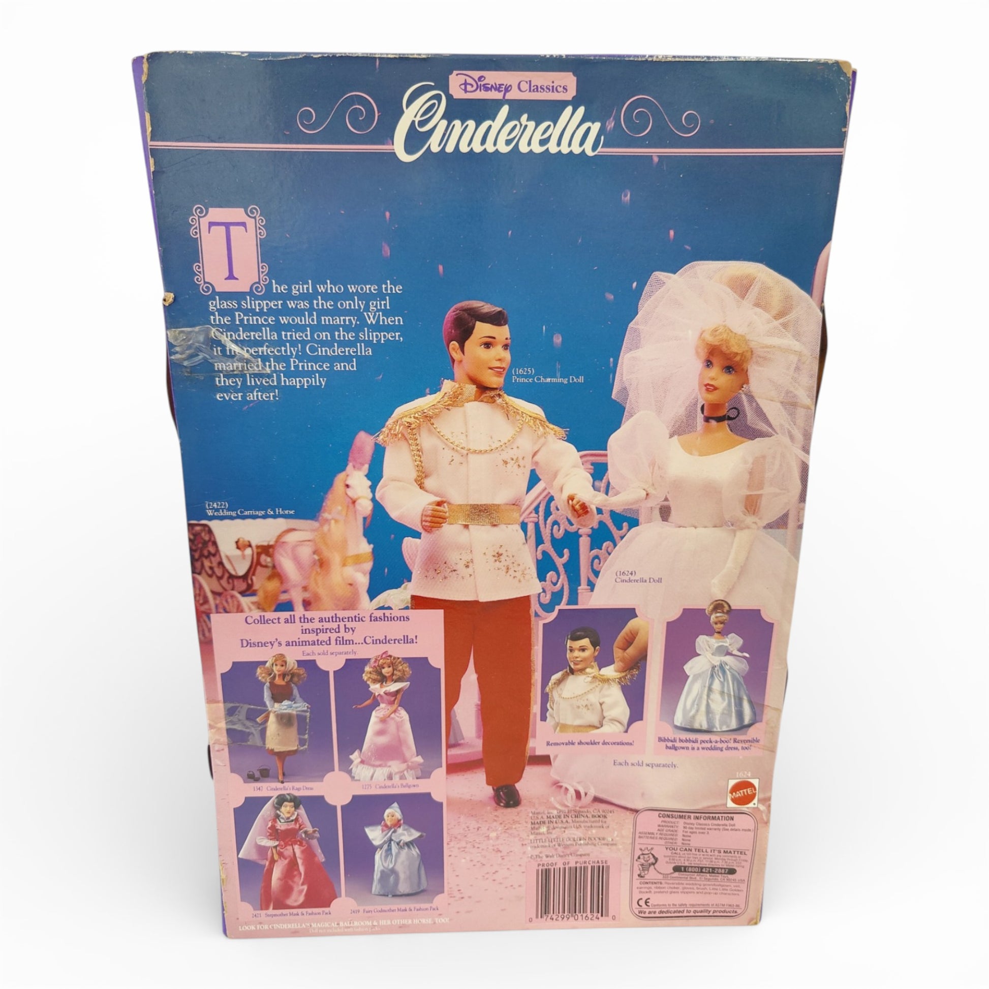 1991 Cinderella Disney Classics Series - Little Golden Book Included! Cinderella doll — Back view