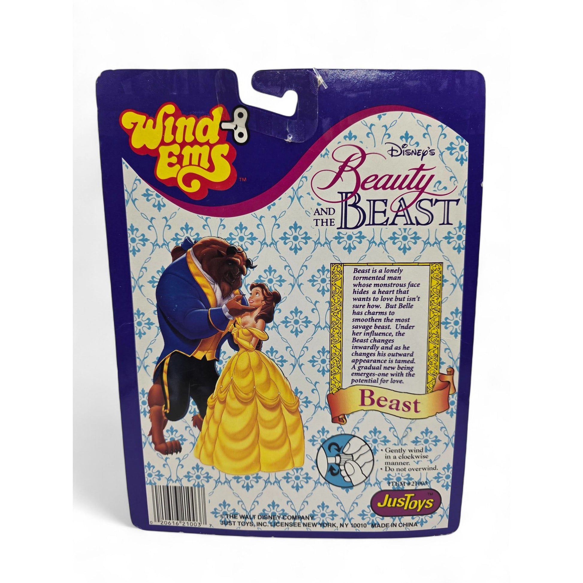 Vintage 1990s small toy. Beauty & the Beast. The Beast. Wind Ems. Back view.