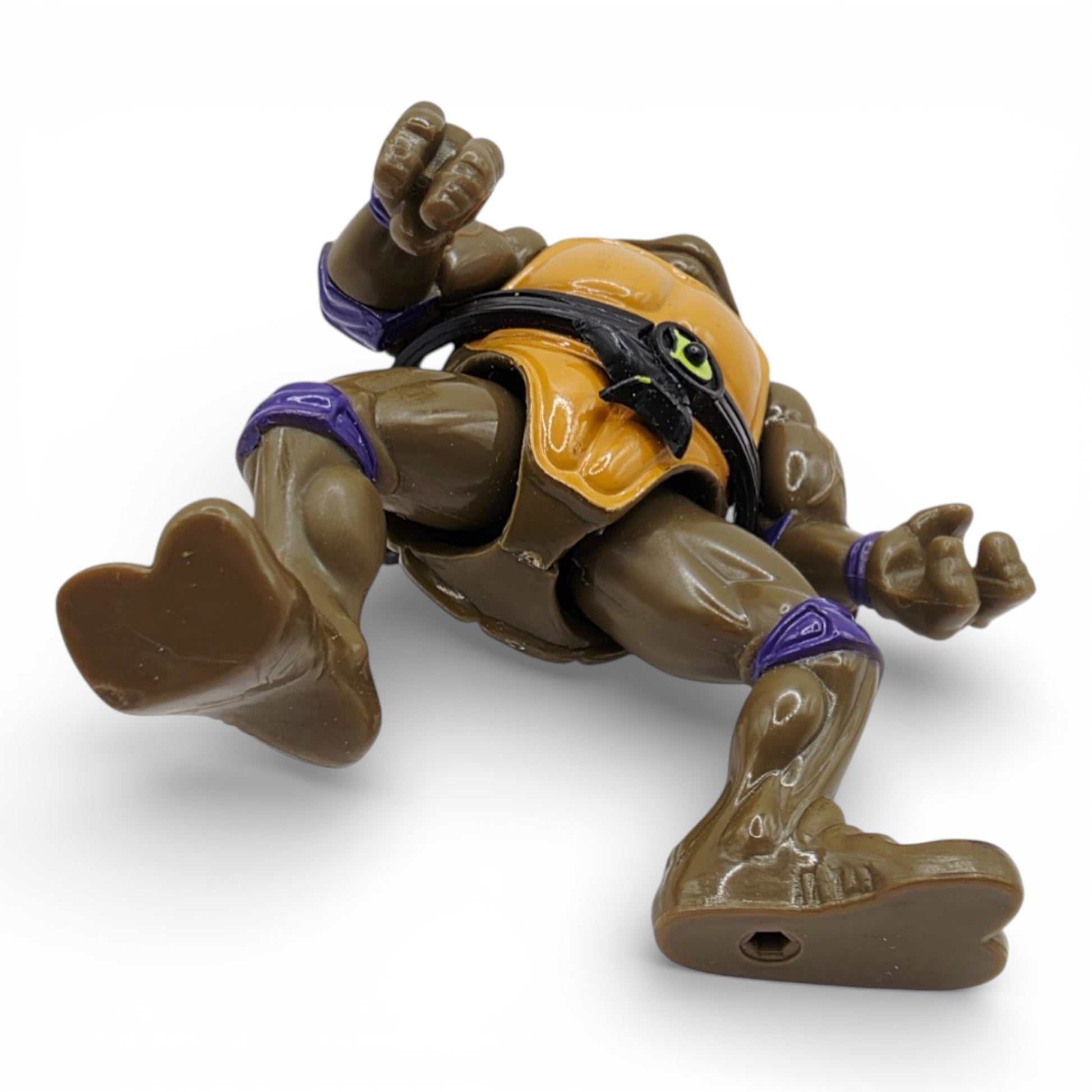 Vintage 1990s action figure. Head Droppin'. Donatello. TMNT. Bottom view.