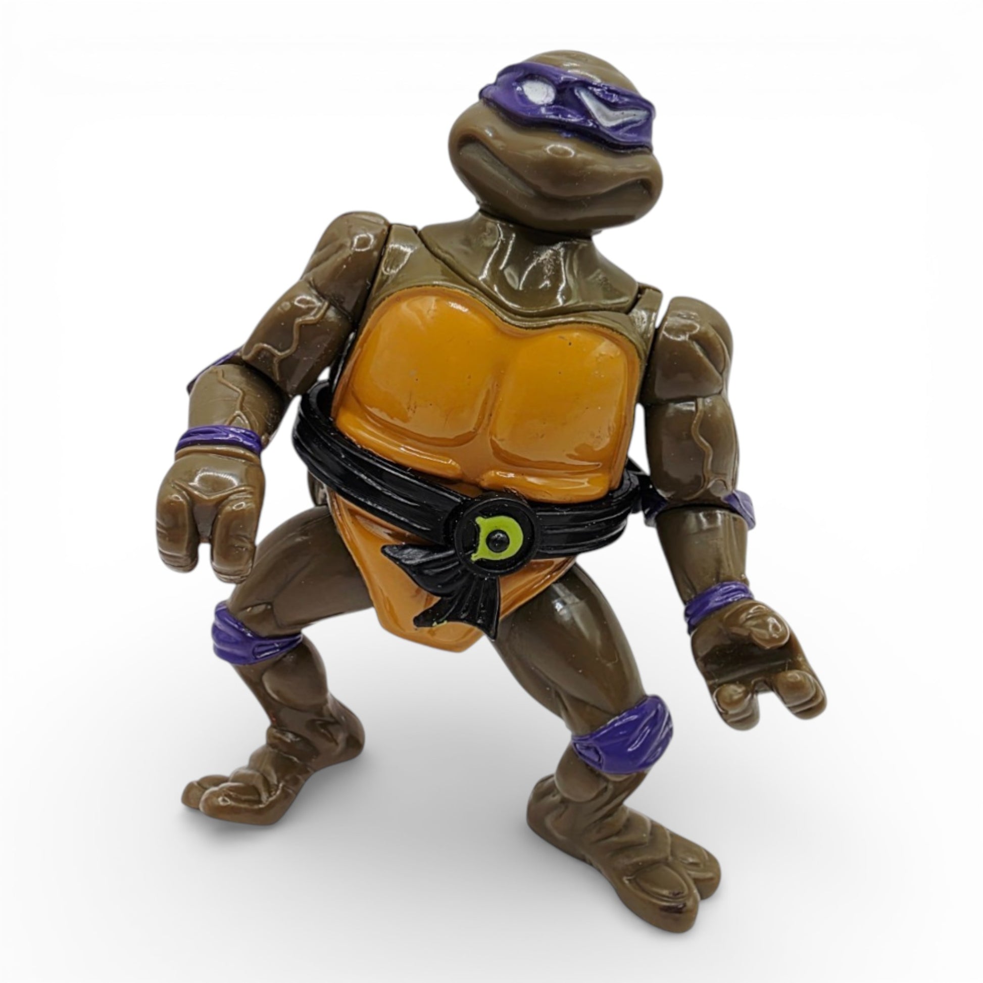 Vintage 1990s action figure. Head Droppin'. Donatello. TMNT. Face view.