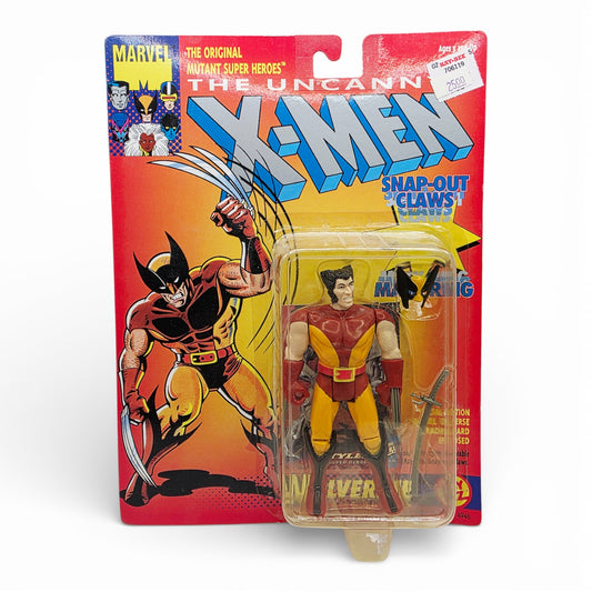 Vintage 1990s action figure. The Uncanny X-Men. Wolverine. Snap out Claws. Front view.
