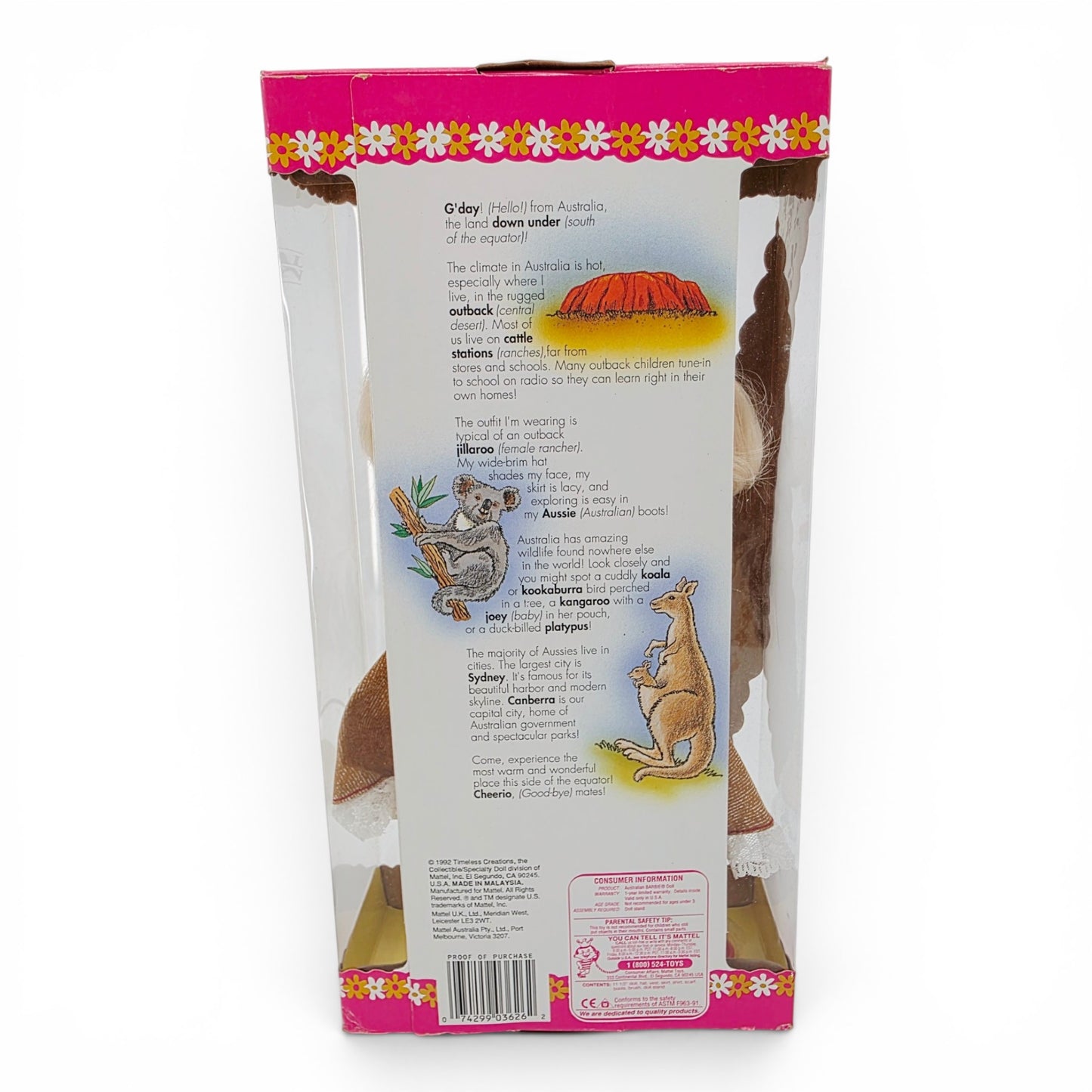 1992 Barbie Dolls of the World Australian doll — Back view