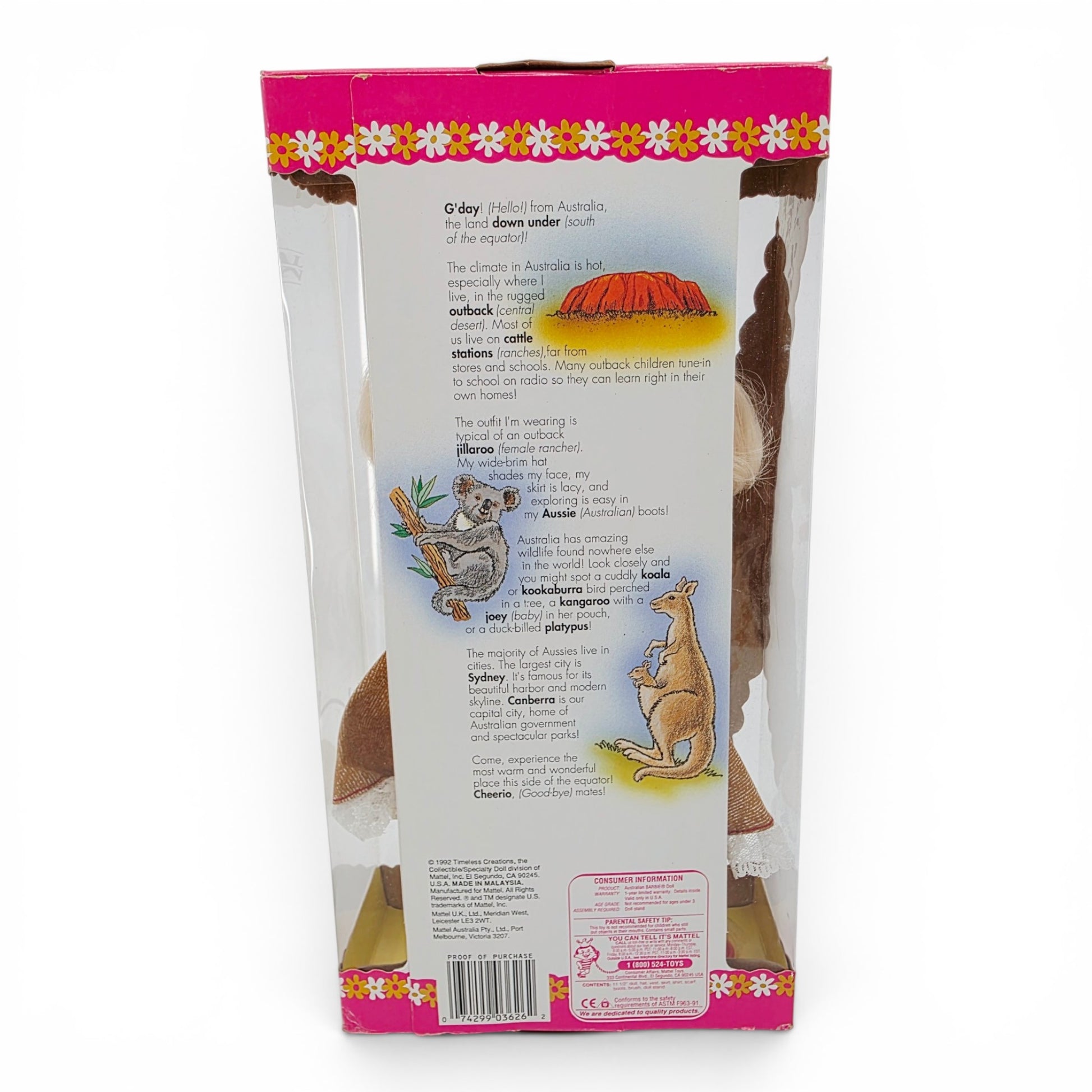 1992 Barbie Dolls of the World Australian doll — Back view