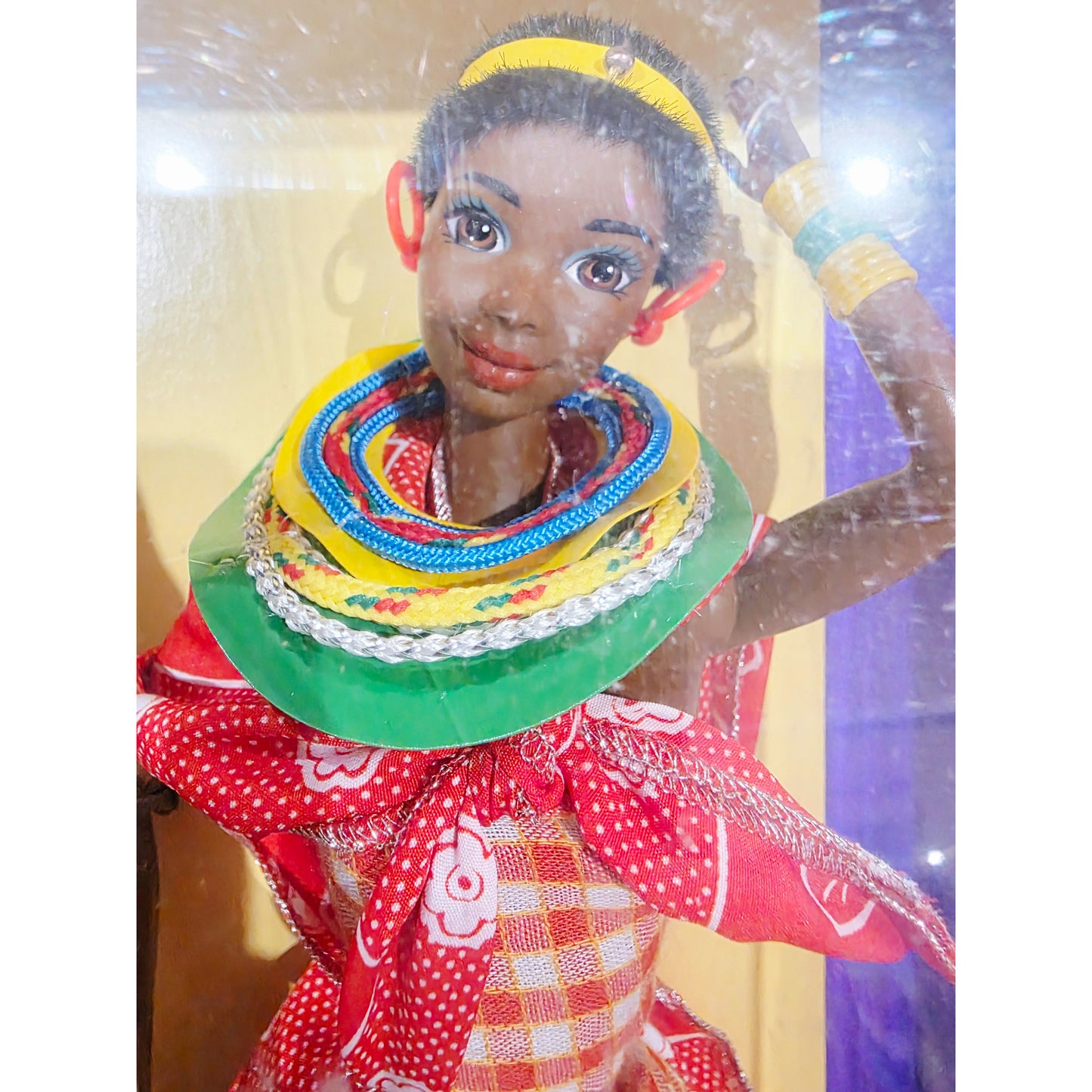 Vintage 1990s doll. Dolls of the World. Kenyan Barbie. Face view.