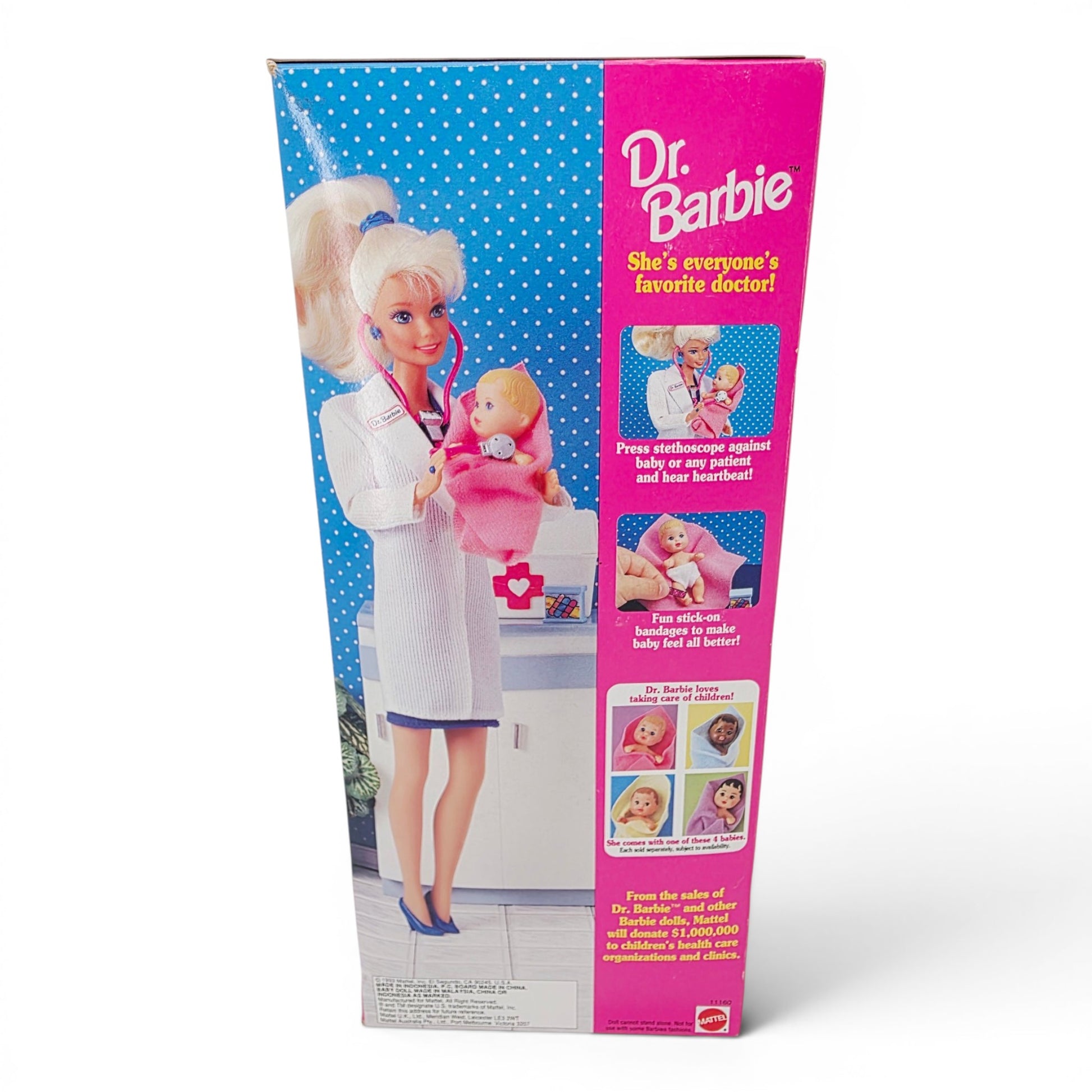 1993 Barbie Dr. Barbie - Hear Baby's Heartbeat! Blonde doll — Back view
