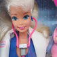 1993 Barbie Dr. Barbie - Hear Baby's Heartbeat! Blonde doll — Face close-up