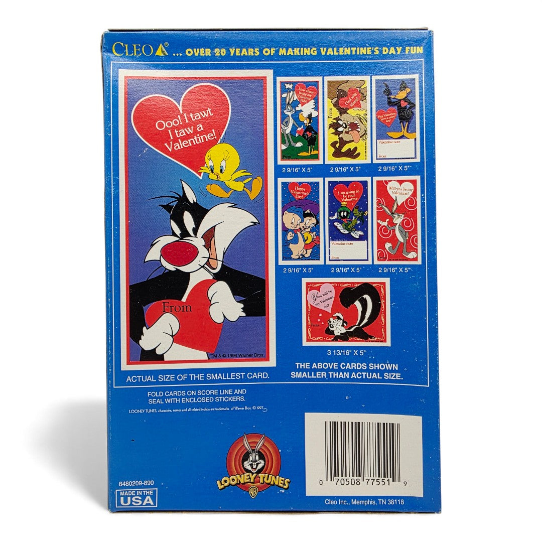 Vintage 1990s stationery. 32pc Valentines Card Set. Back view.
