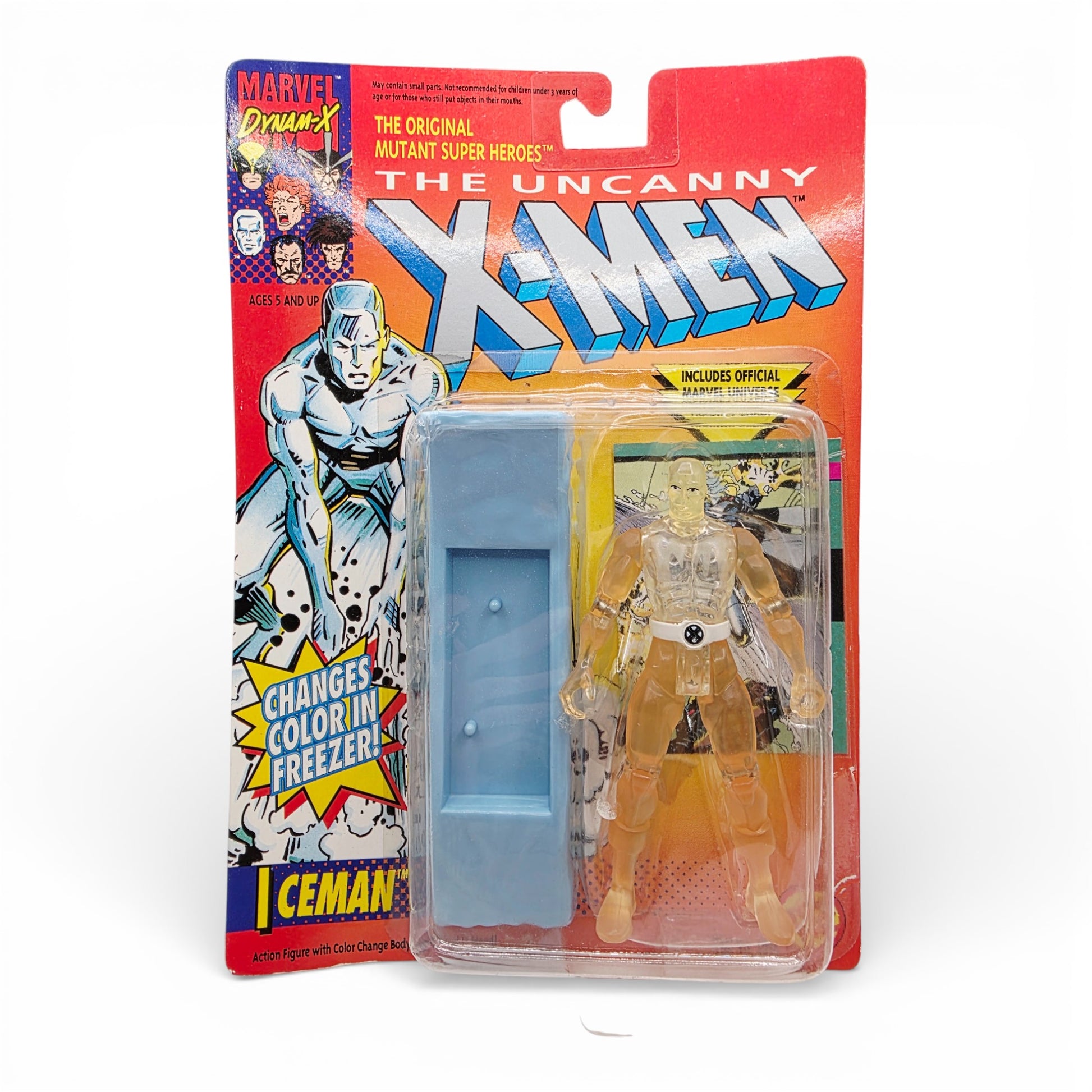 Vintage 1990s action figure. The Uncanny X-Men. Iceman. 5". Front view.