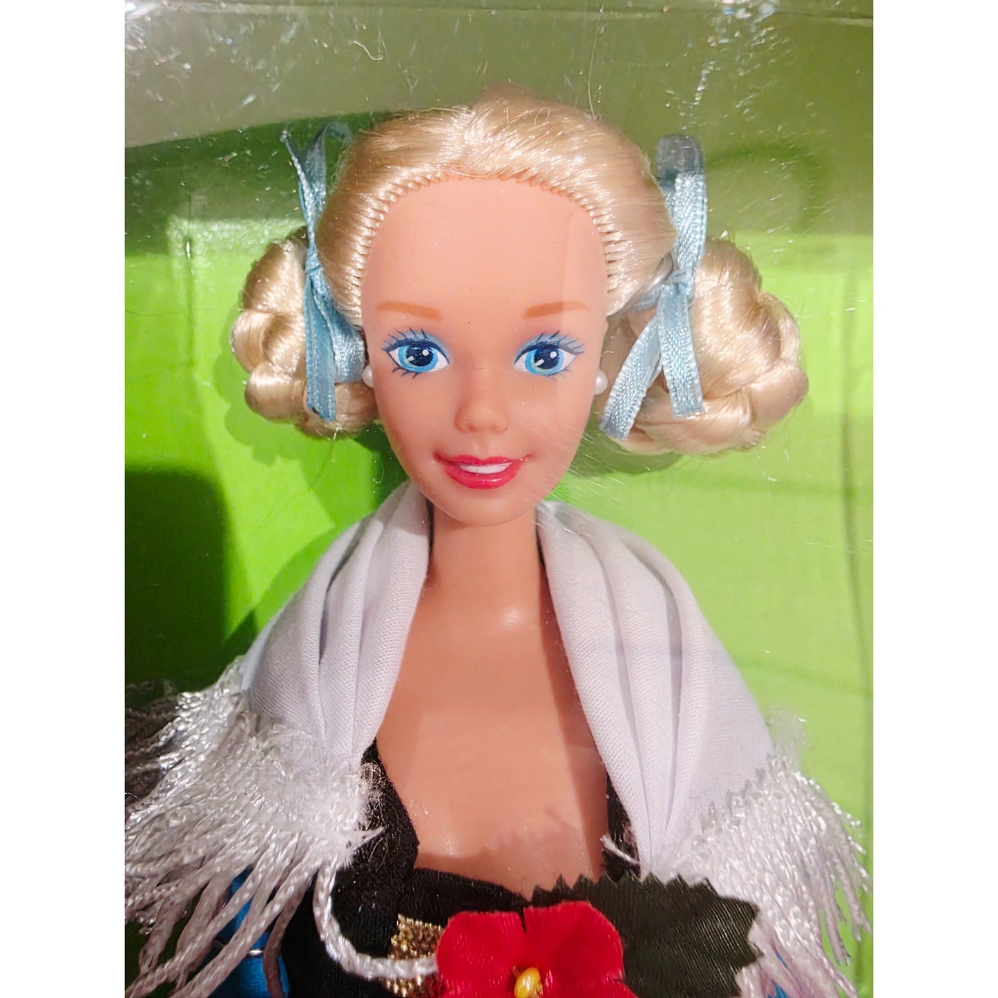 Vintage 1990s doll. Dolls of the World. German Barbie. Face view.