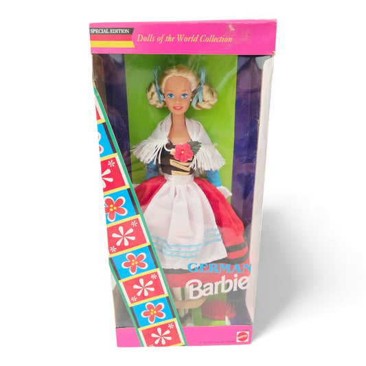 Vintage 1990s doll. Dolls of the World. German Barbie. Front view.