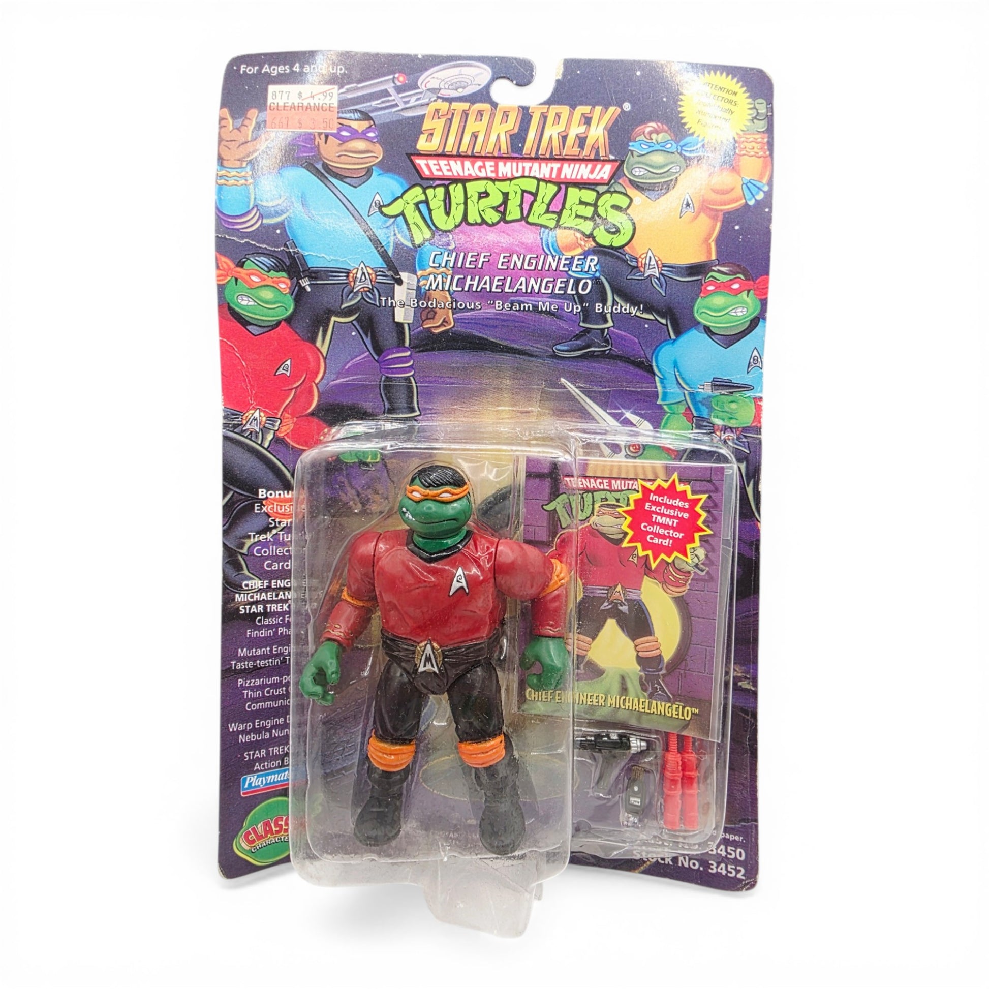 1994 Teenage Mutant Ninja Turtles Star Trek TMNT - Chief Engineer Scotty Michelangelo action figure — Front view