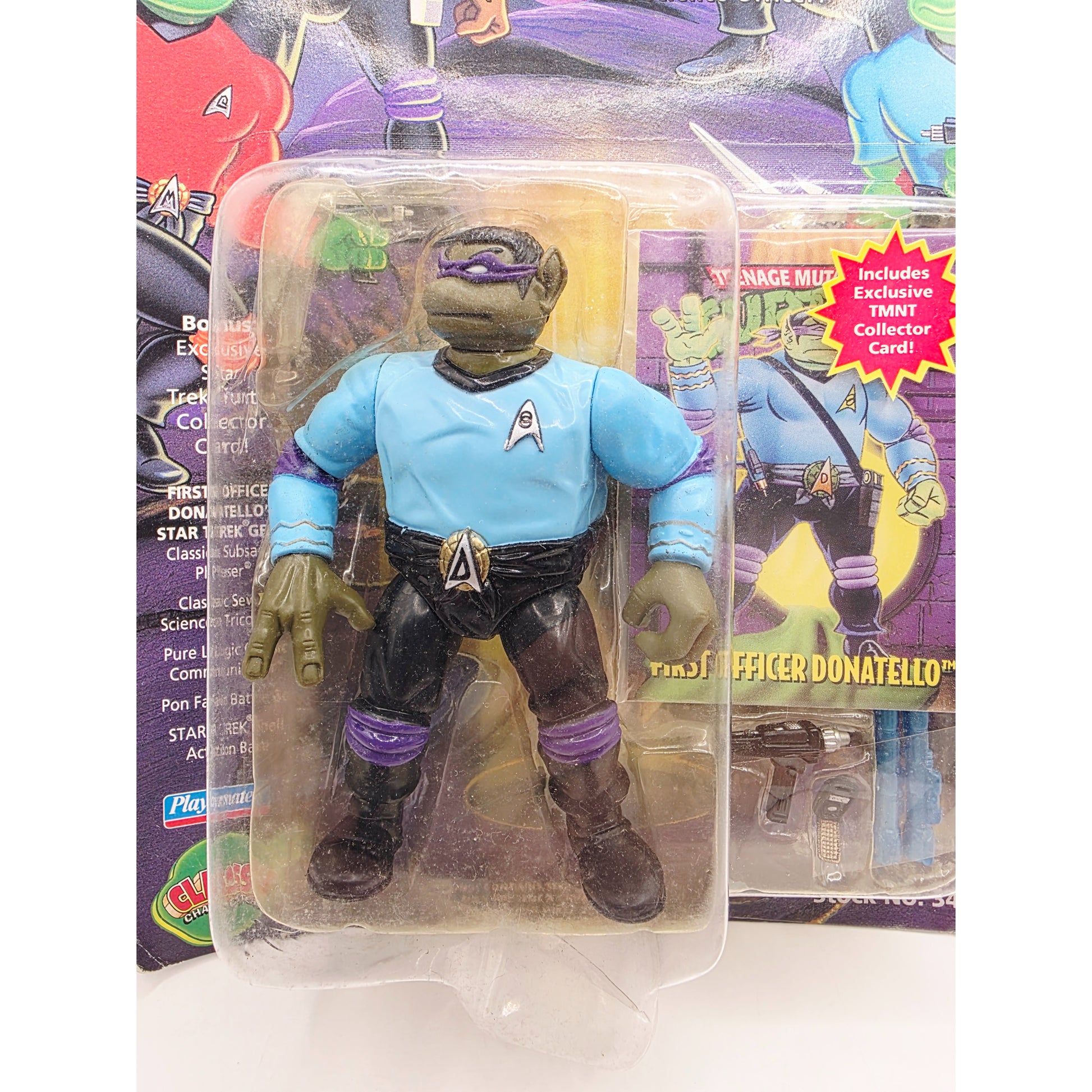 1994 Teenage Mutant Ninja Turtles Star Trek TMNT - First Officer Spock Donatello action figure — Face close-up