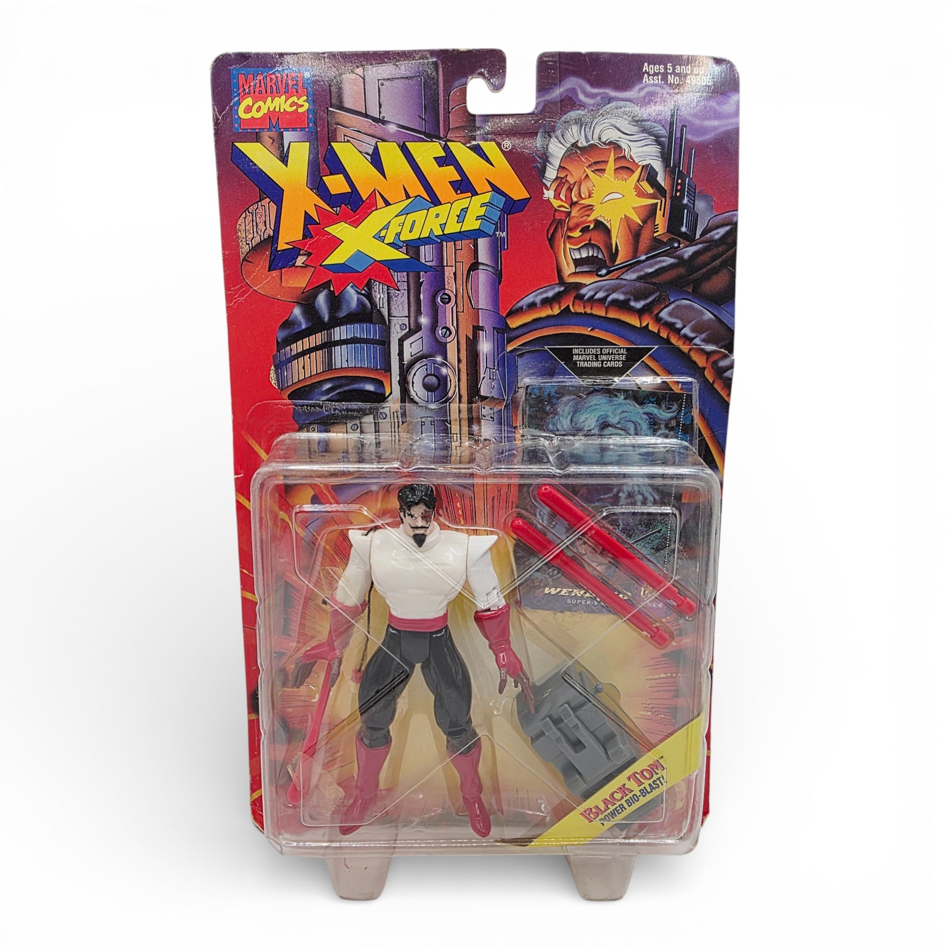 Vintage 1990s action figure. X-Force. Black Tom Cassidy. 5". Front view.