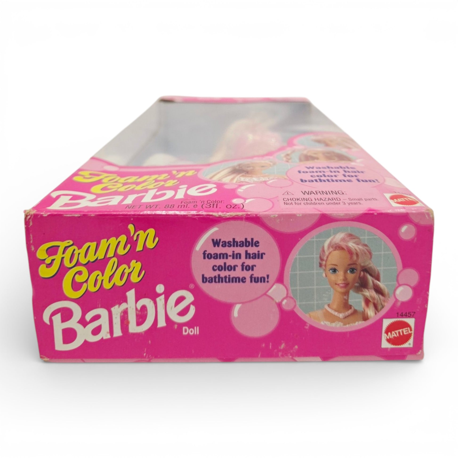 1995 Barbie Foam n Color (Pink) doll — Bottom view