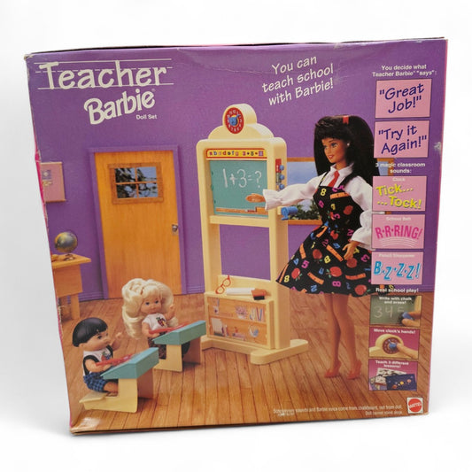 1995 Barbie Teacher Barbie (Brunette) doll giftset — Back view