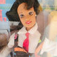 1995 Barbie Teacher Barbie (Brunette) doll giftset — Face close-up