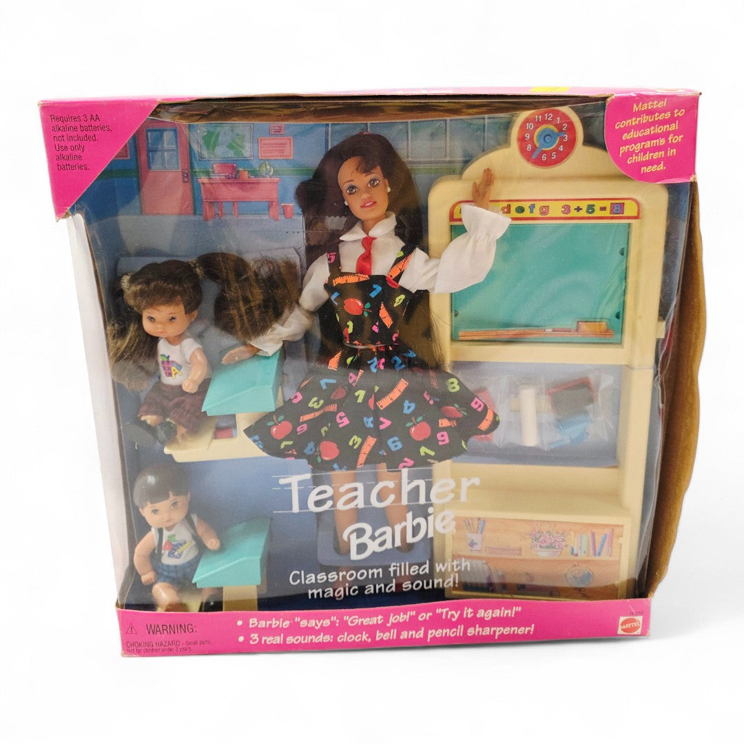 1995 Barbie Teacher Barbie (Brunette) doll giftset — Front view