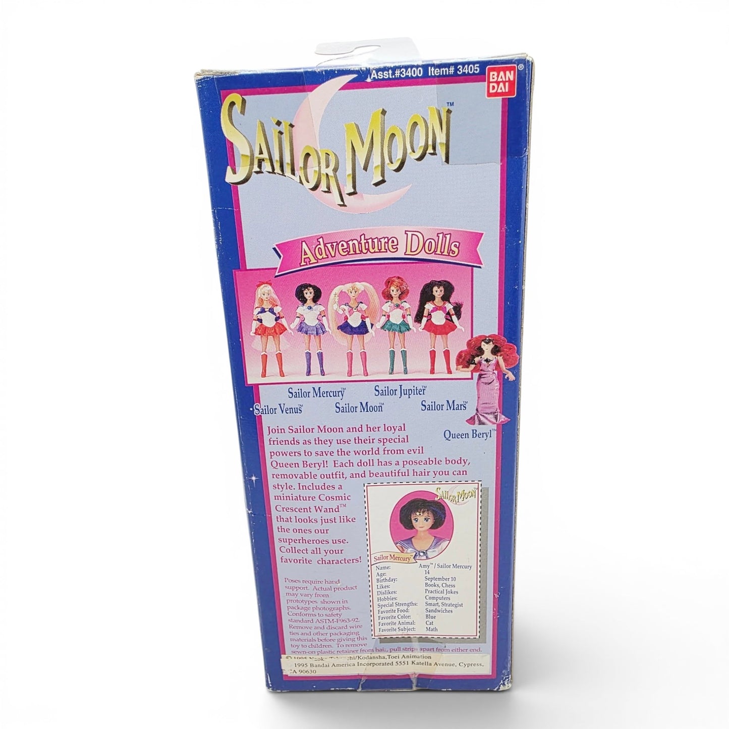 1995 Sailor Moon Adventure Dolls Sailor Mercury doll — Back view