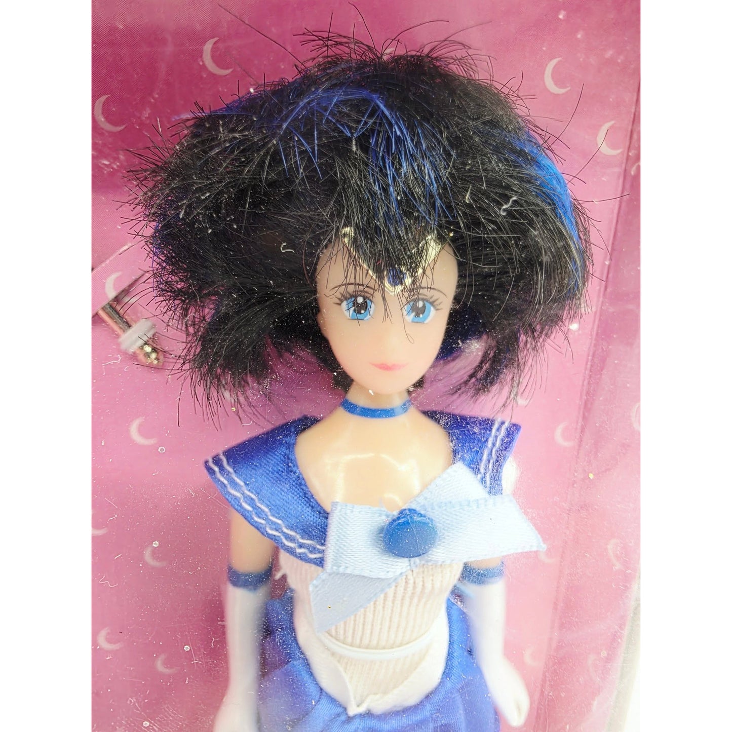 1995 Sailor Moon Adventure Dolls Sailor Mercury doll — Face close-up