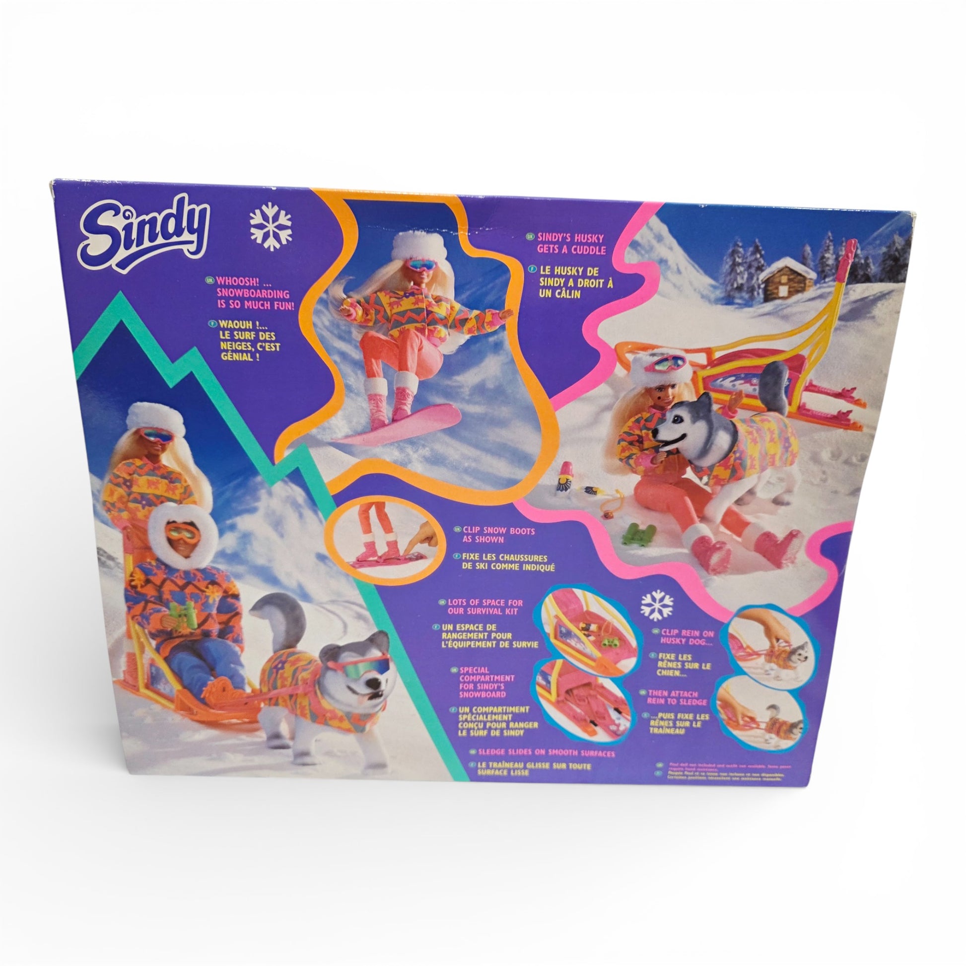 Vintage 1990s doll playset. Snow Adventure. Playset - Rare in Box!. Back view.
