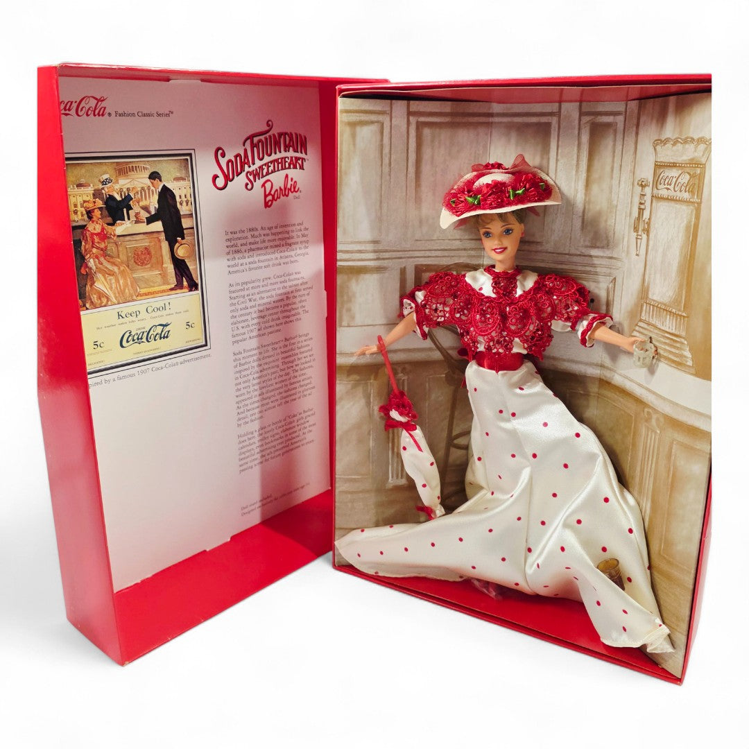 1996 Barbie Coca-Cola Fashion Classic Soda Fountain Sweetheart doll — Front view