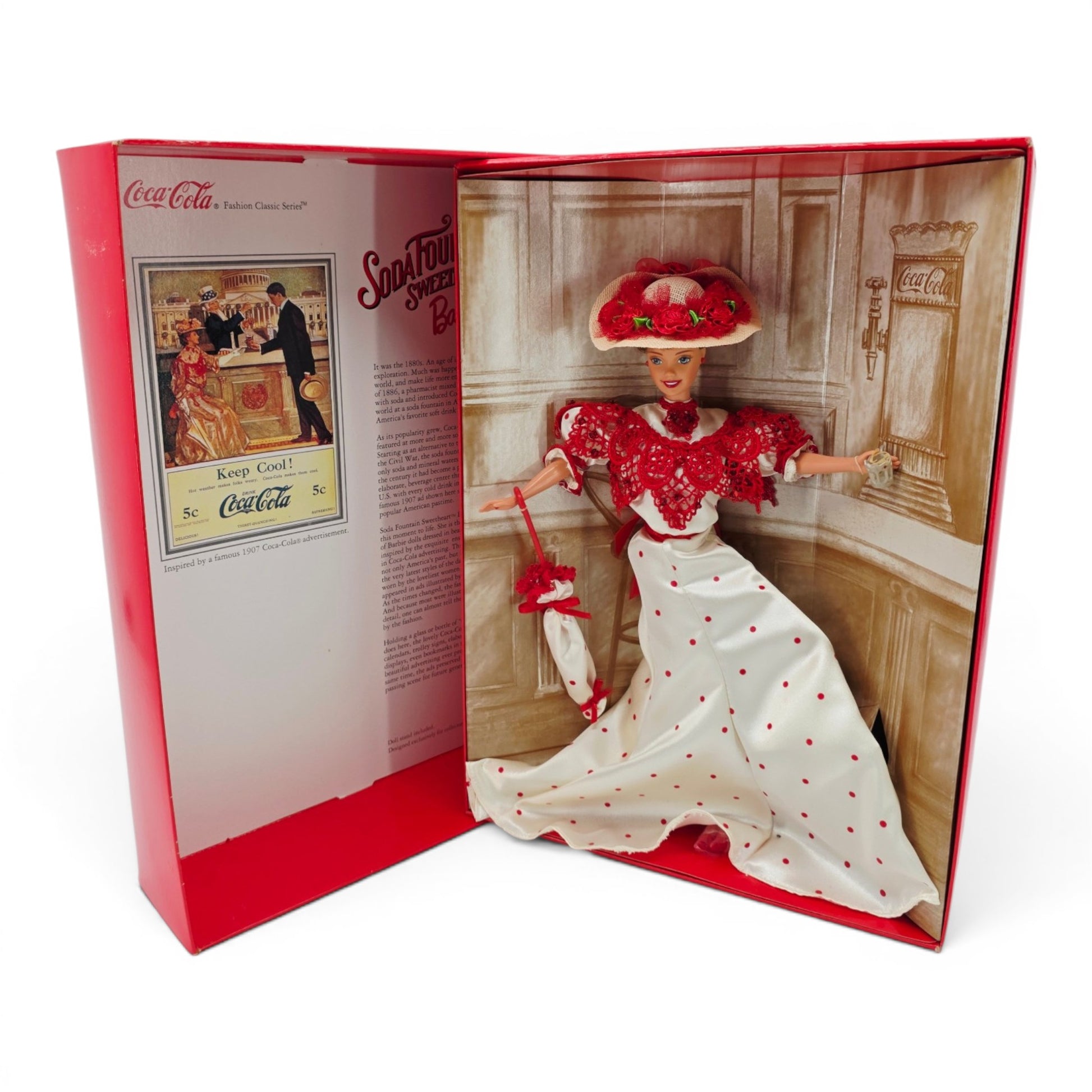1996 Barbie Coca-Cola Soda Fountain Sweetheart doll — Front view