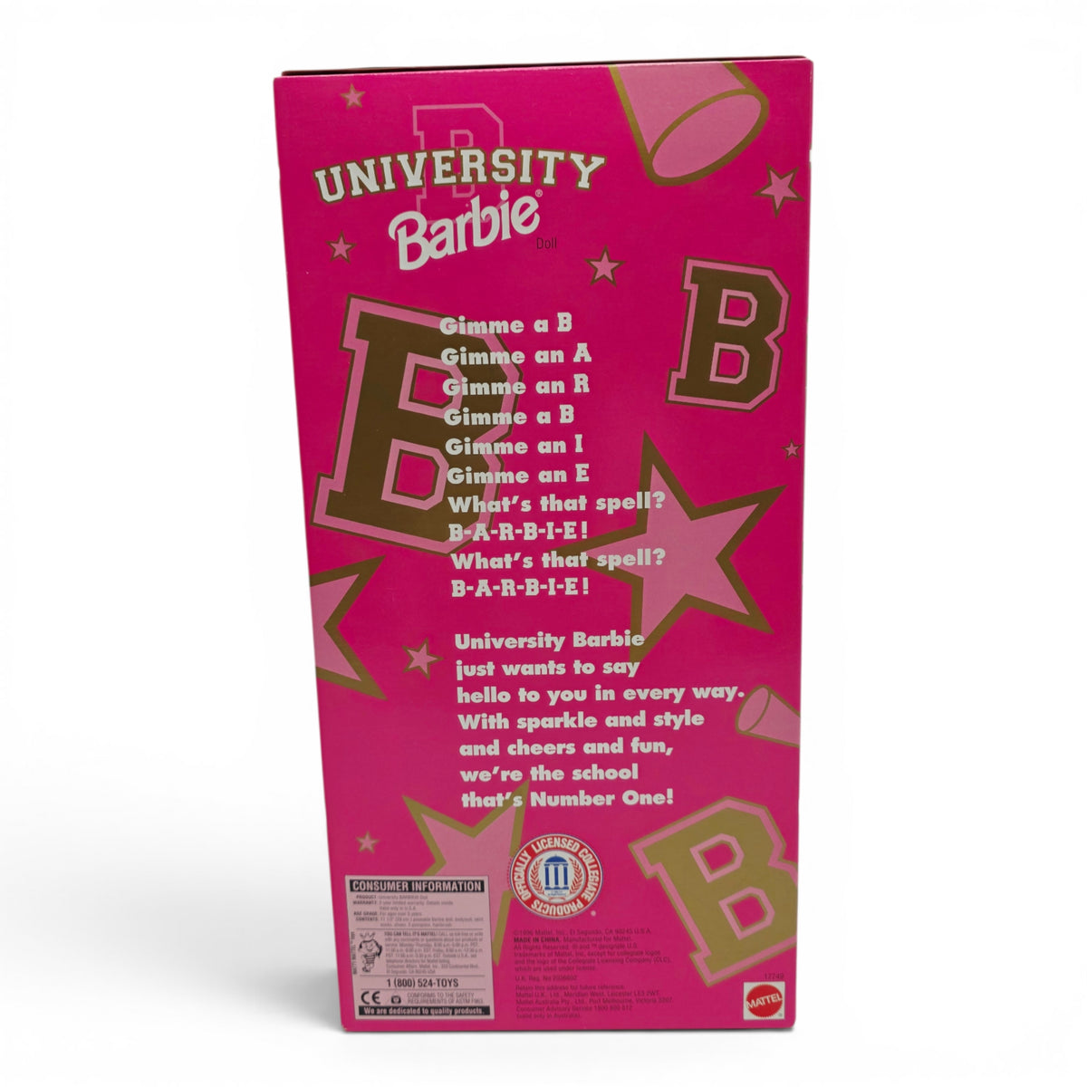 1996 Barbie University Barbie Georgetown Back view